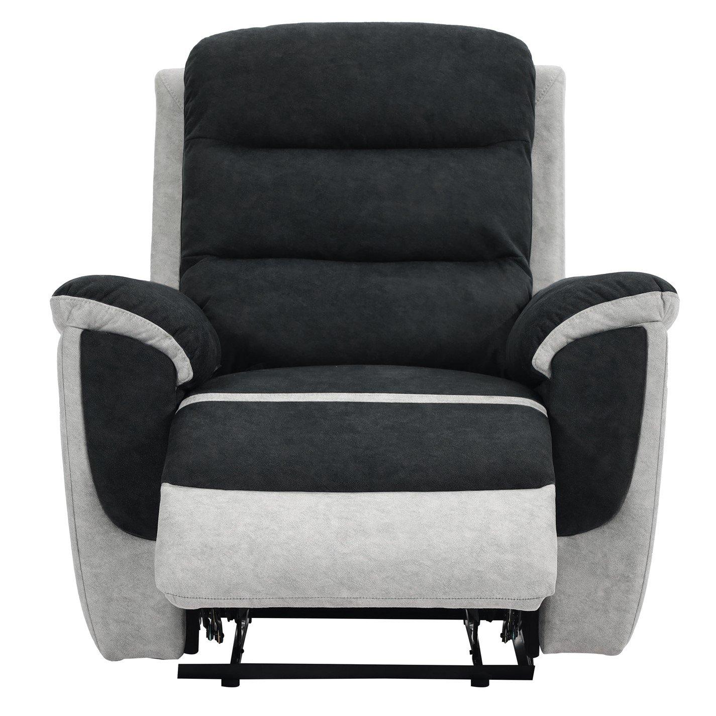 Grey - Comfy Living - Two-Tone Manual Reclining Fabric Sofa Set - 3