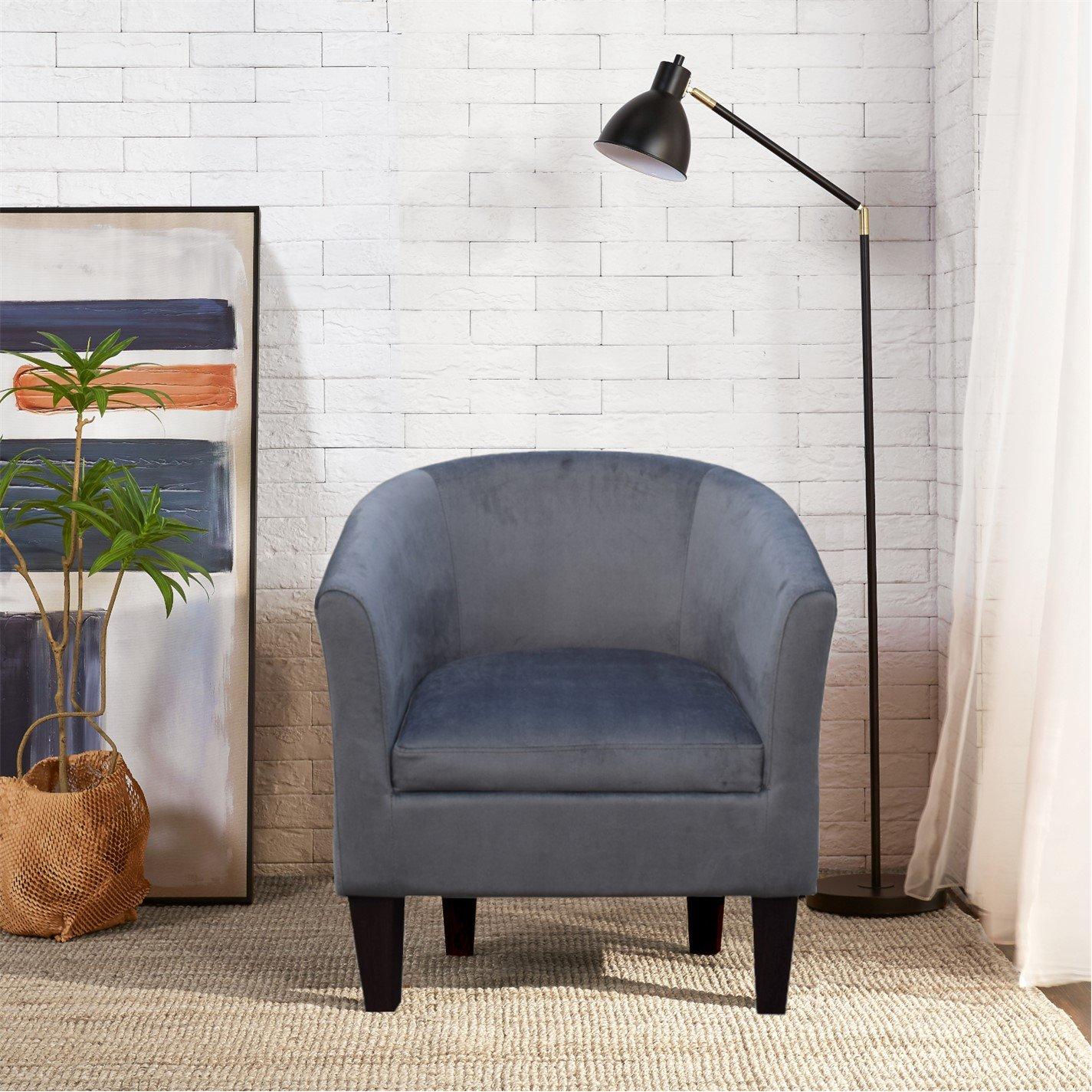 Grey - Comfy Living - Plush Velvet Tub Chair - 1