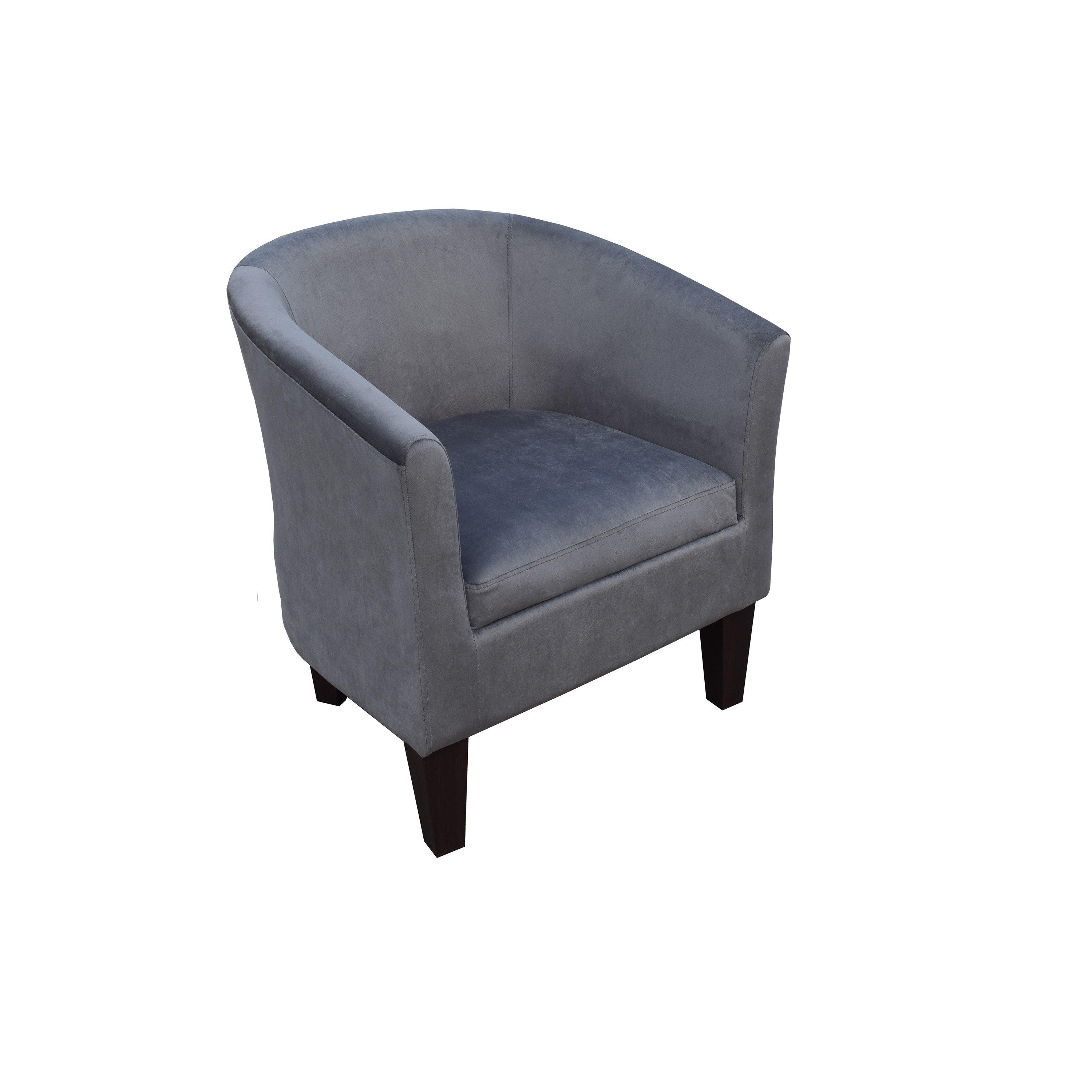 Grey - Comfy Living - Plush Velvet Tub Chair - 2