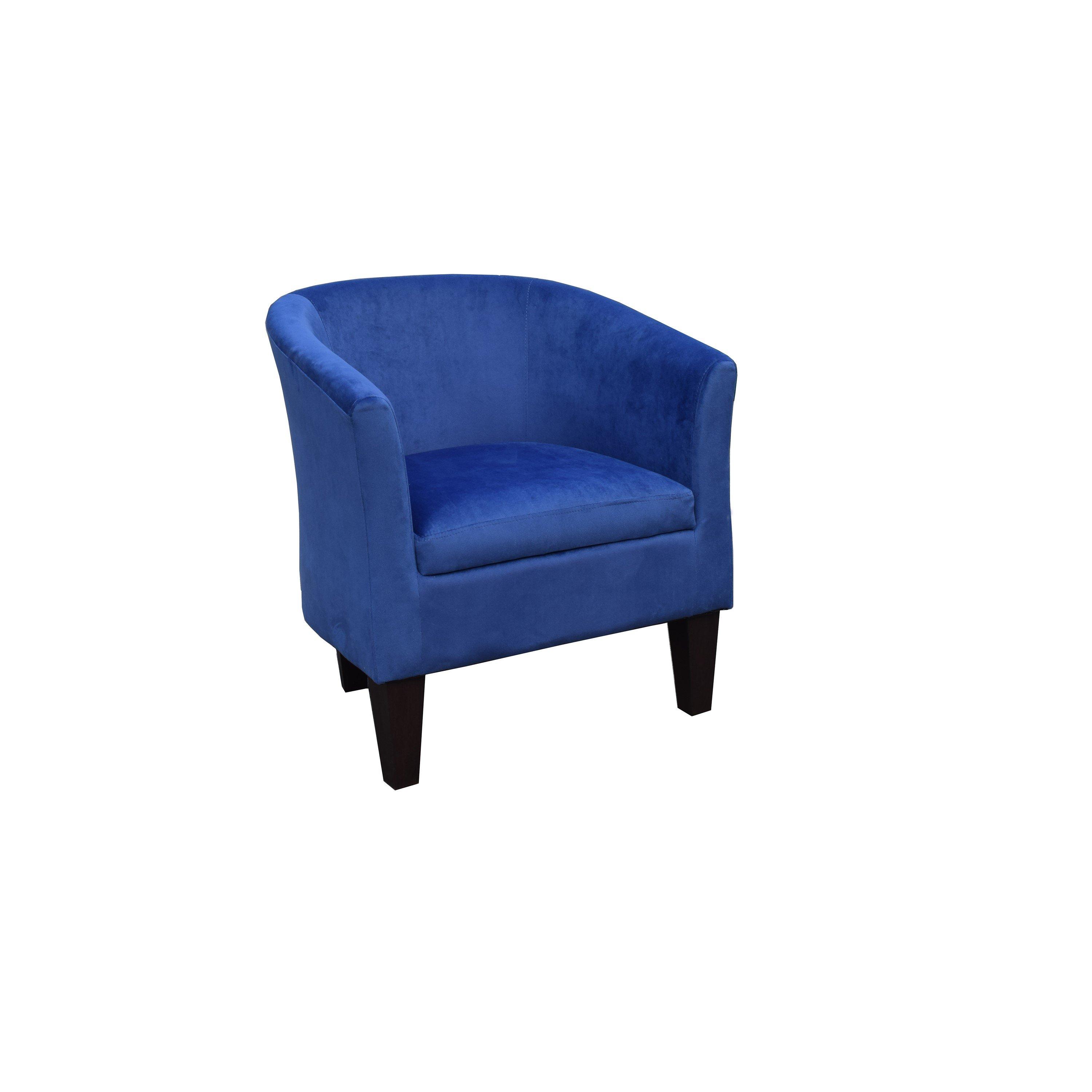 Blue - Comfy Living - Plush Velvet Tub Chair - 2