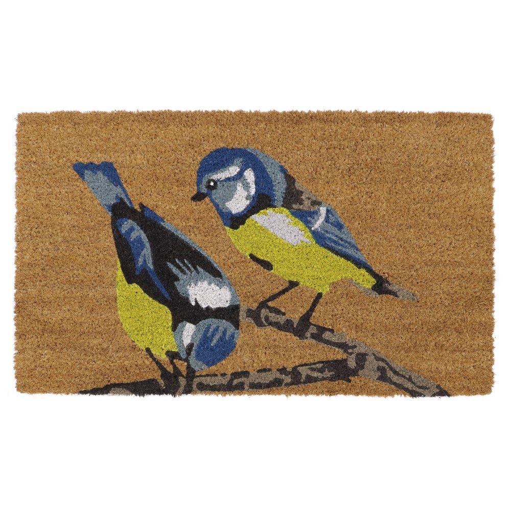 Blue And Yellow - JVL - Birds Latex Coir Doormat - 1