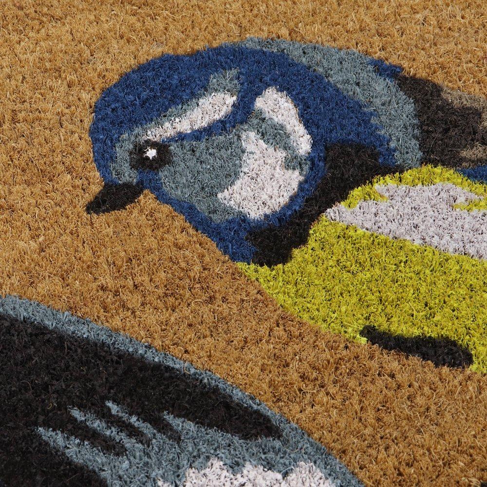 Blue And Yellow - JVL - Birds Latex Coir Doormat - 3