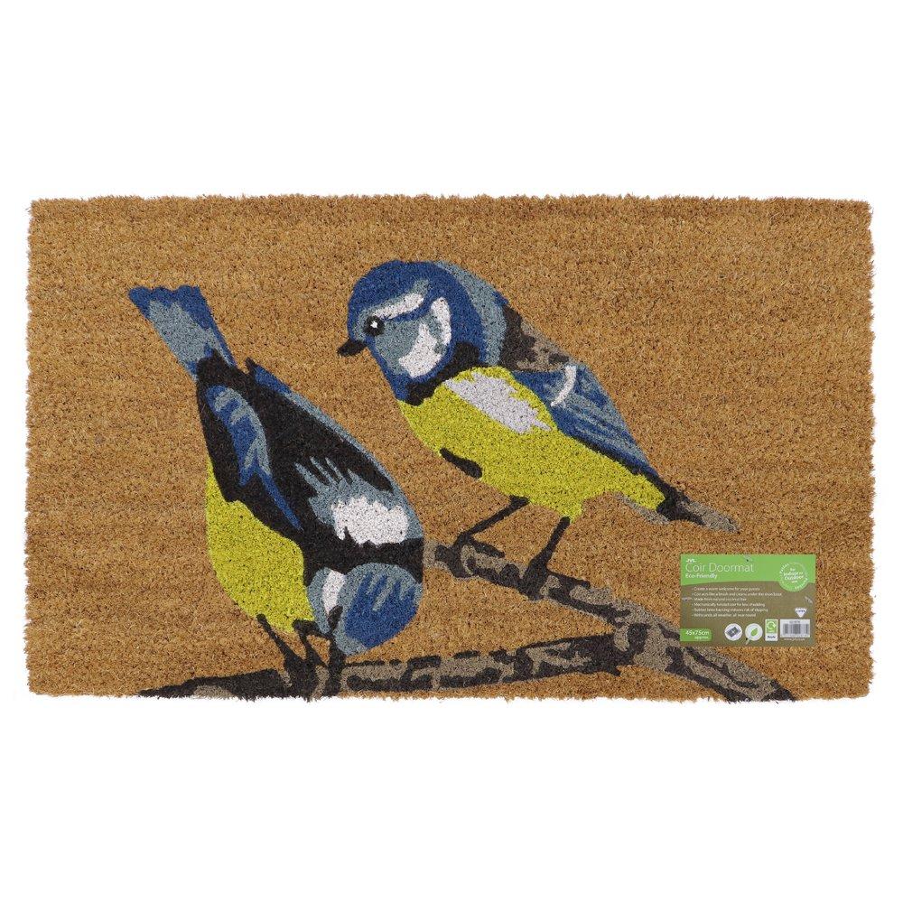 Blue And Yellow - JVL - Birds Latex Coir Doormat - 4