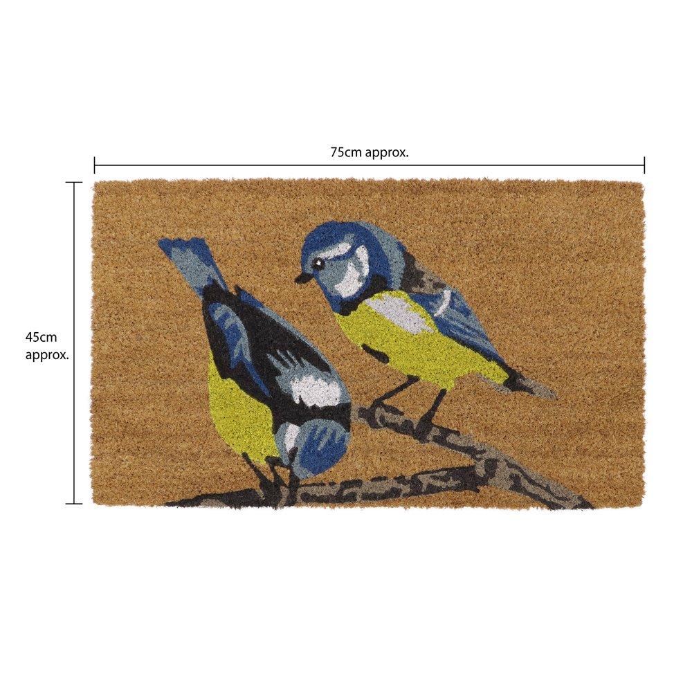 Blue And Yellow - JVL - Birds Latex Coir Doormat - 6