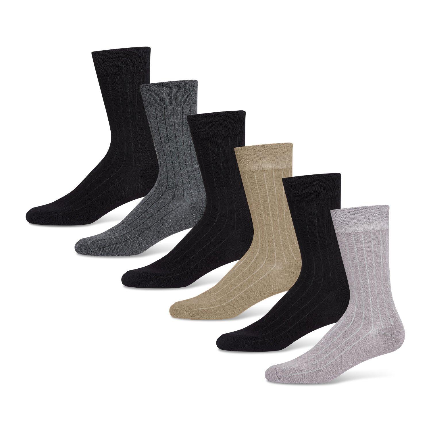 Blk/Gry/Khk - DKNY - DKNY Mens 6 pack Socks Quay - 1