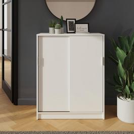 GFW Leighton Sliding Door Shoe Cabinet White