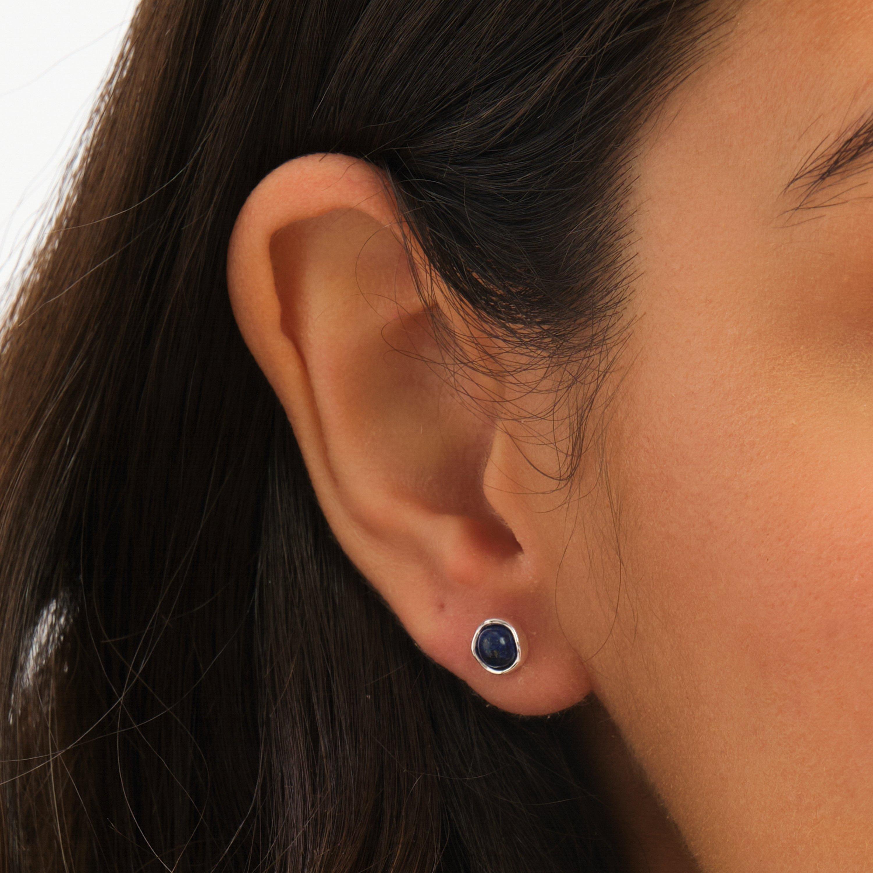 Silver - Simply Silver - Sterling Silver 925 Lapis Studs - 4