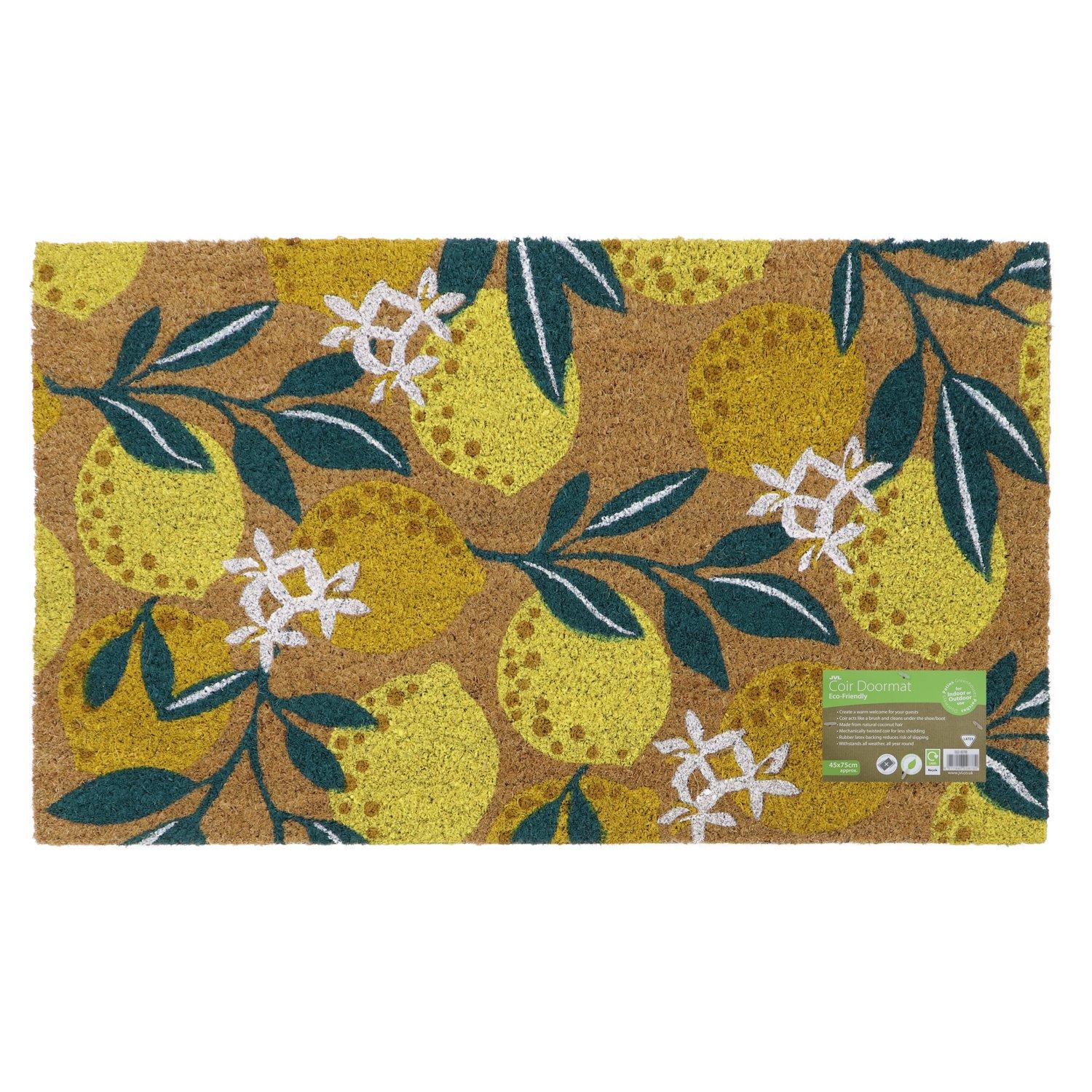 Yellow And Gree - JVL - Lemons Latex Coir Doormat - 1