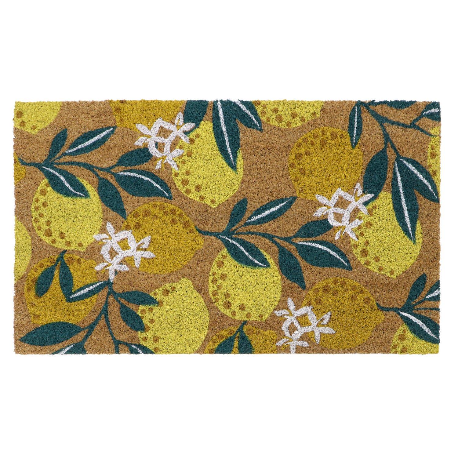 Yellow And Gree - JVL - Lemons Latex Coir Doormat - 2