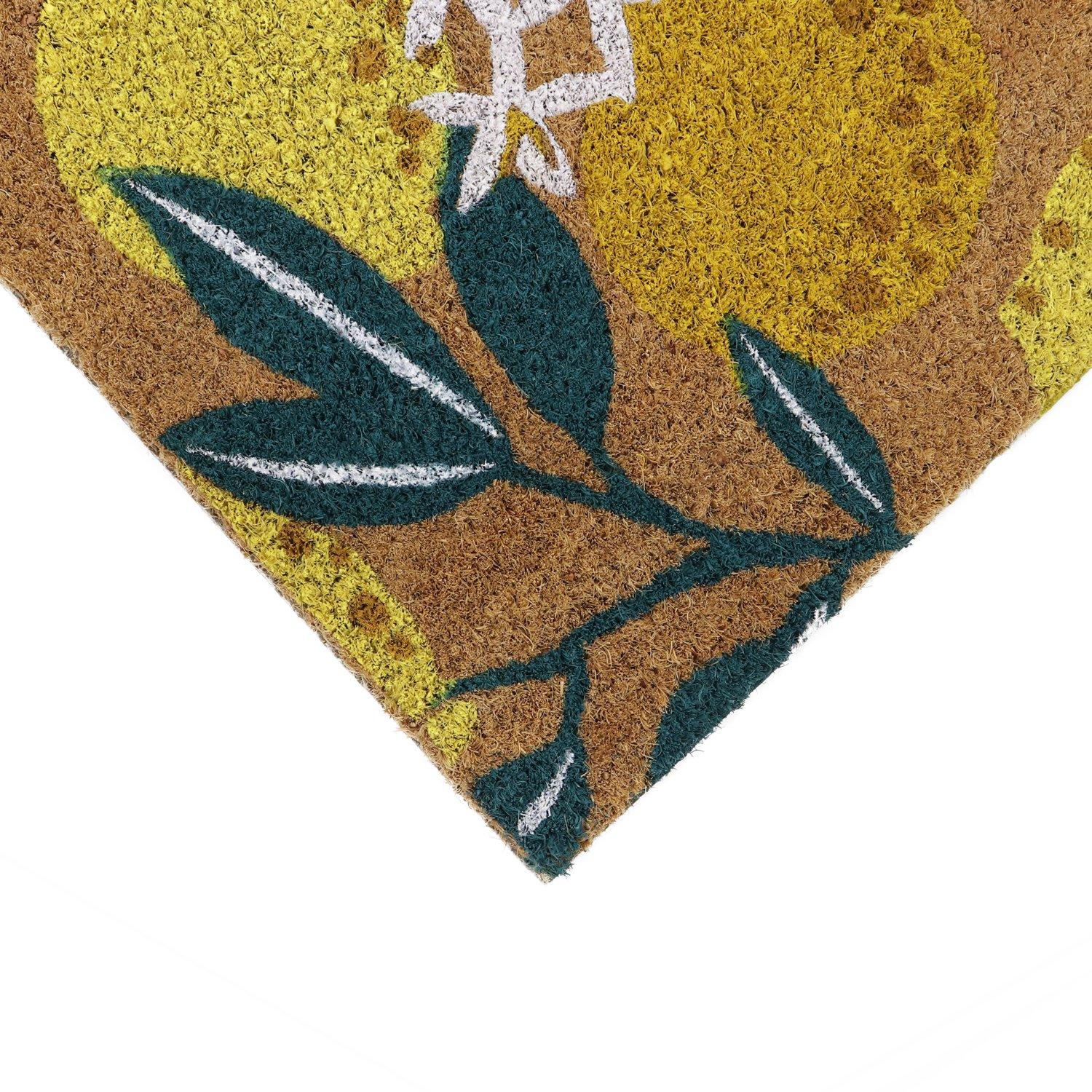 Yellow And Gree - JVL - Lemons Latex Coir Doormat - 3