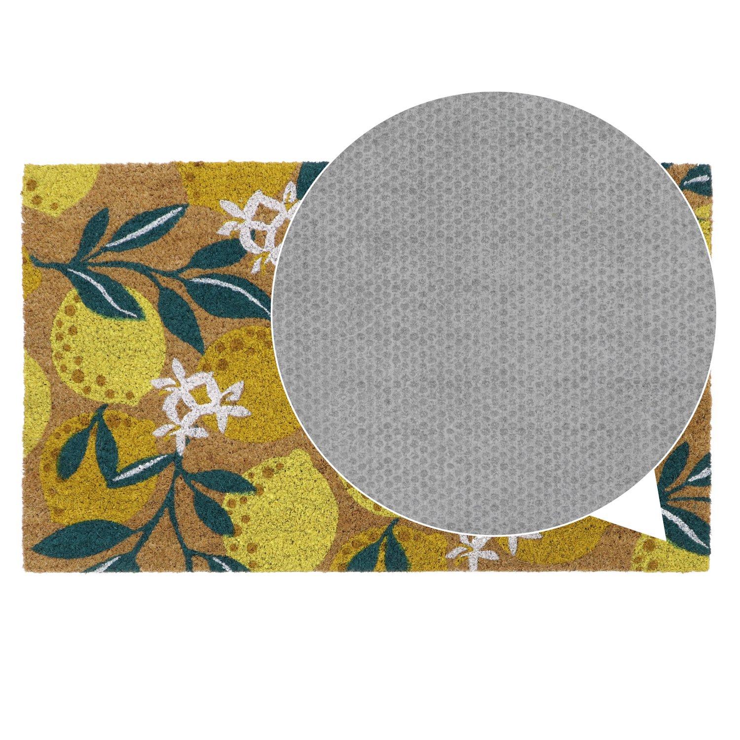 Yellow And Gree - JVL - Lemons Latex Coir Doormat - 4