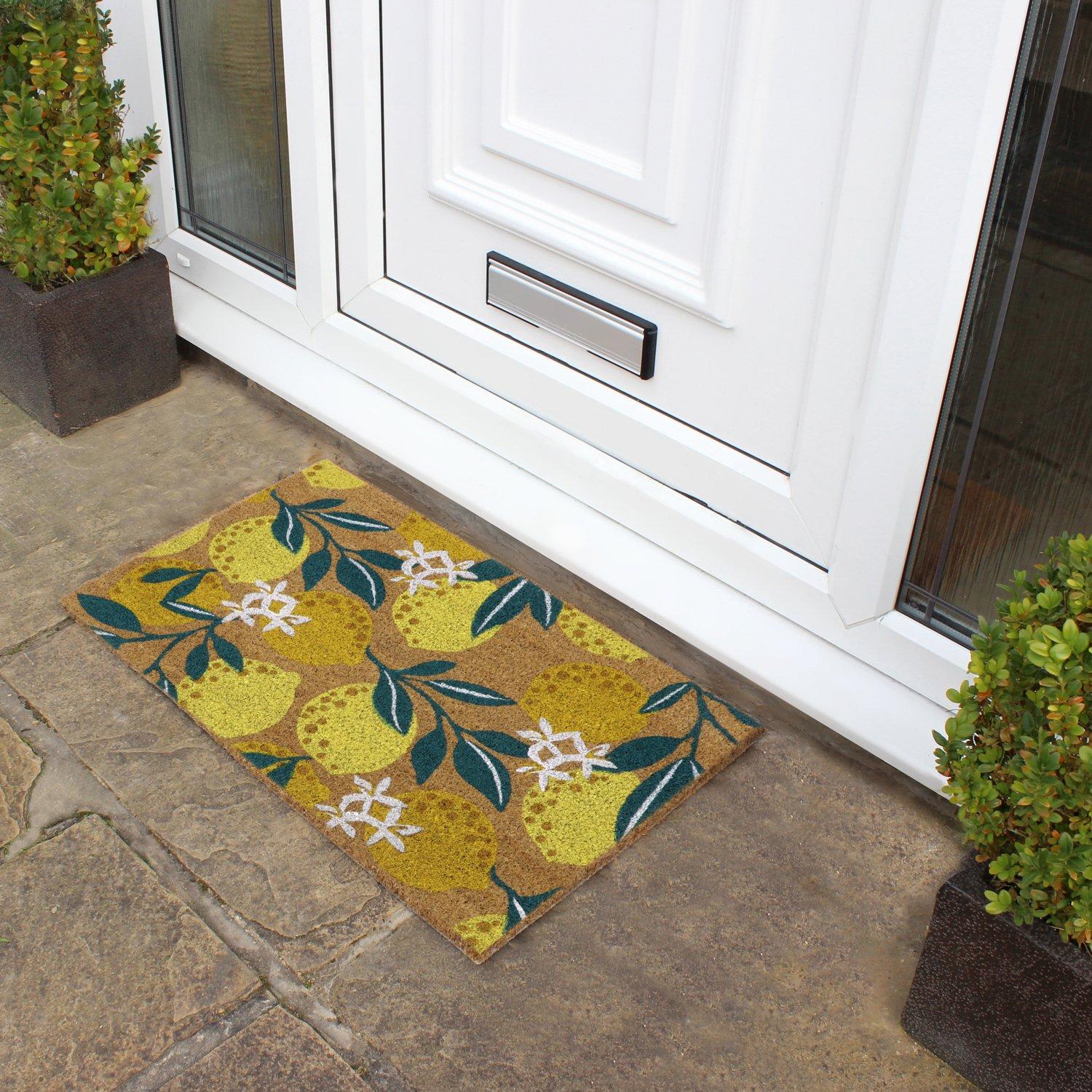 Yellow And Gree - JVL - Lemons Latex Coir Doormat - 5