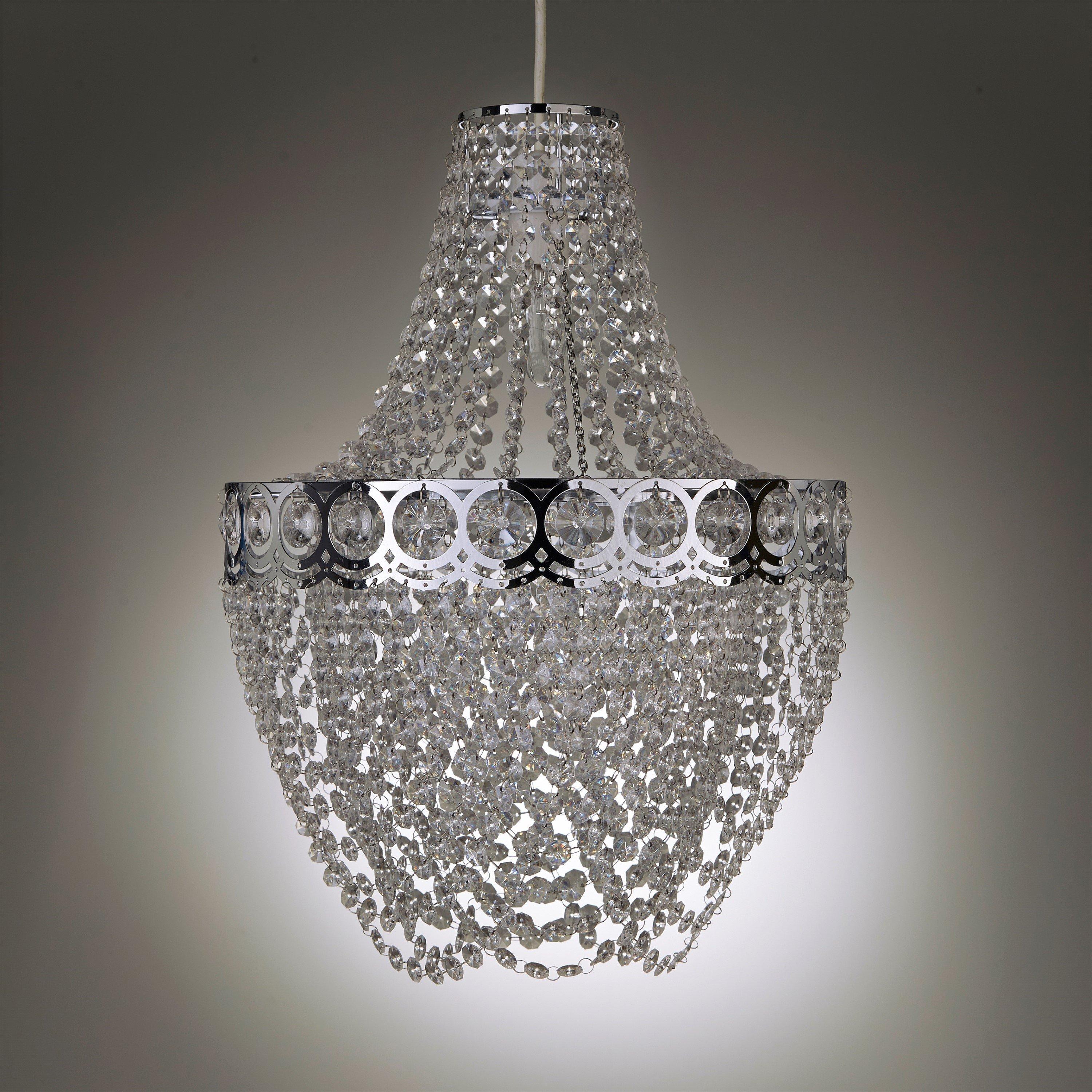 Chrome - K Living - Hayle Chrome and Clear Acrylic Beaded Chandelier - 1