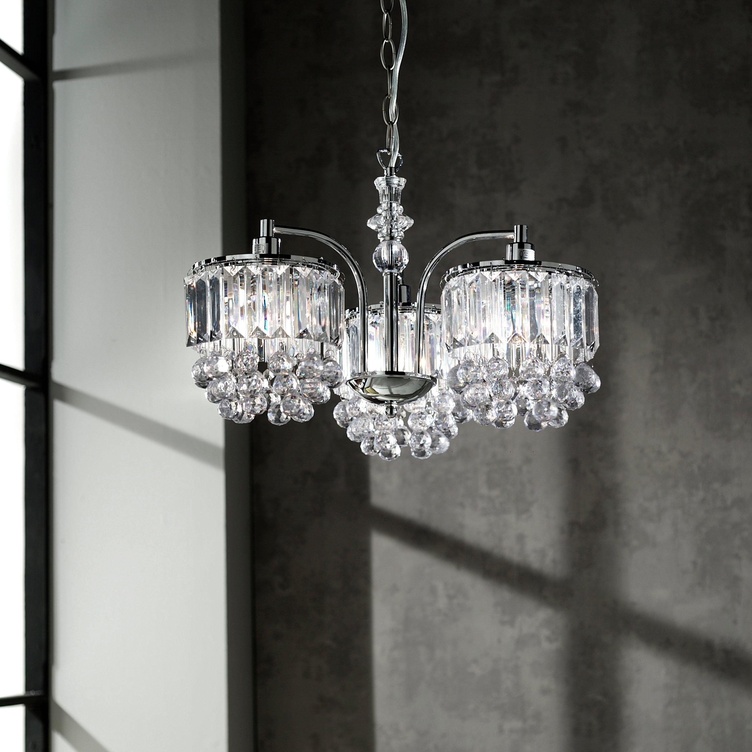 Chrome - K Living - 3 Light Chrome Chandelier with Acrylic Crystals - 2