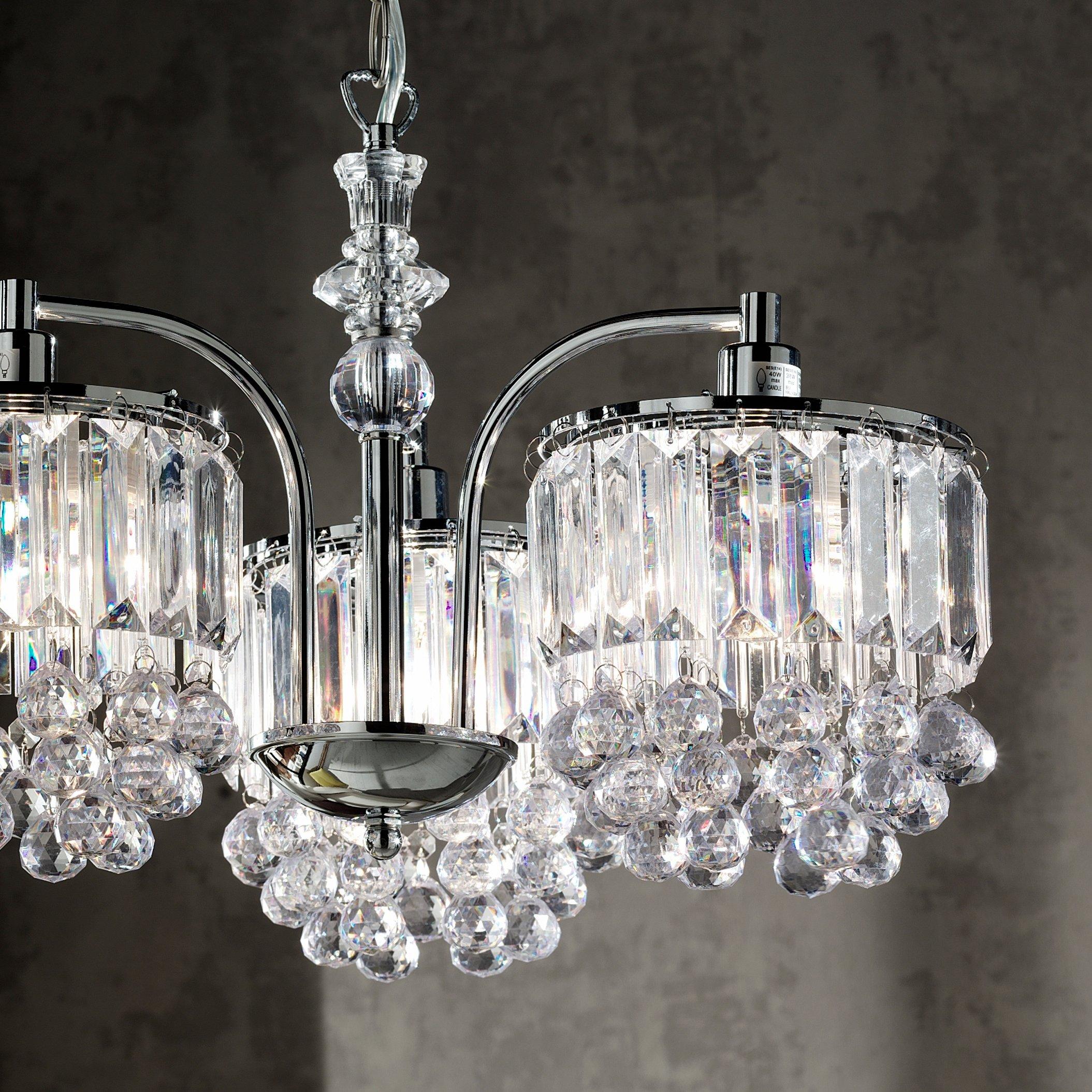 Chrome - K Living - 3 Light Chrome Chandelier with Acrylic Crystals - 3