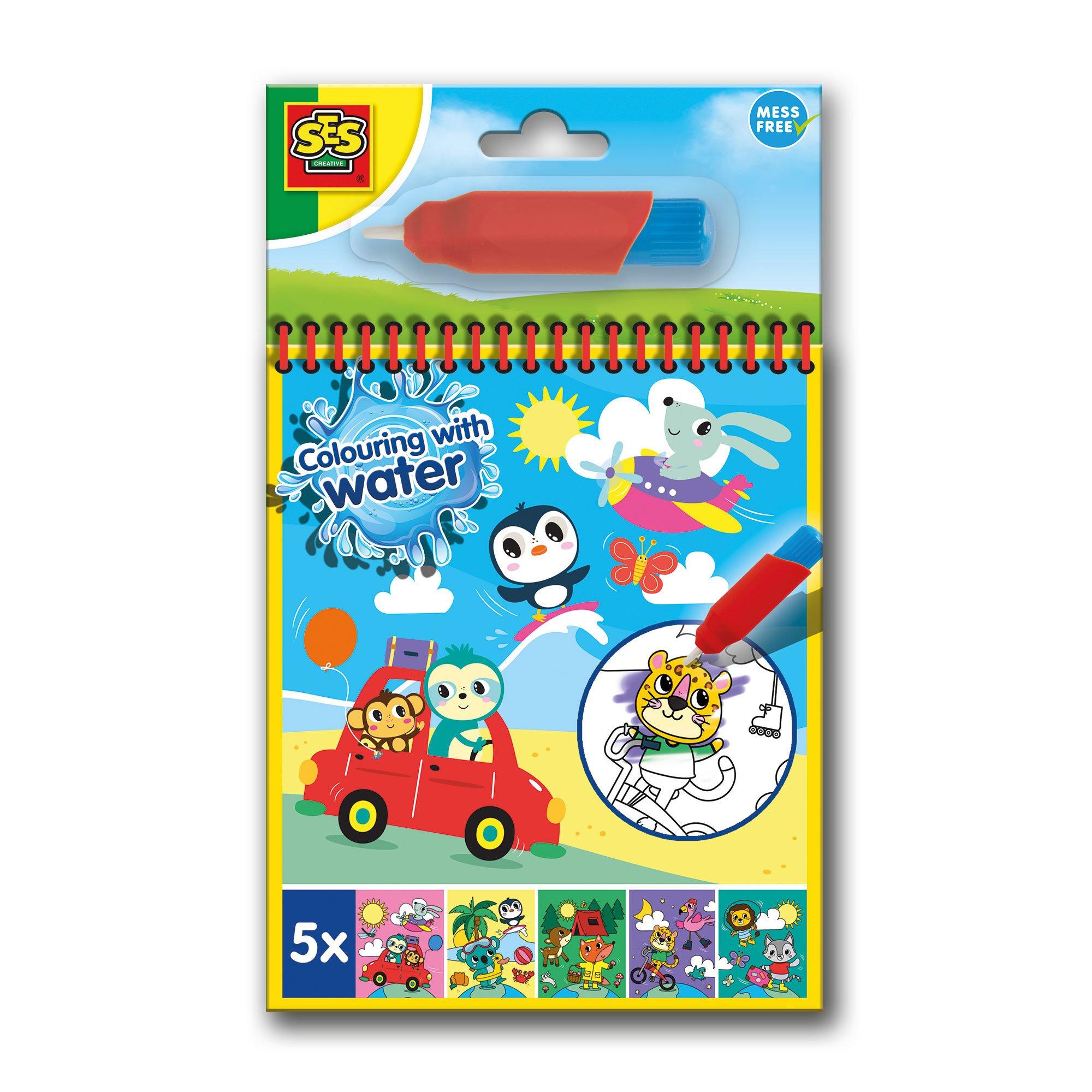Multi - SES Creative - Colouring with water book with water brush - Trave - 1