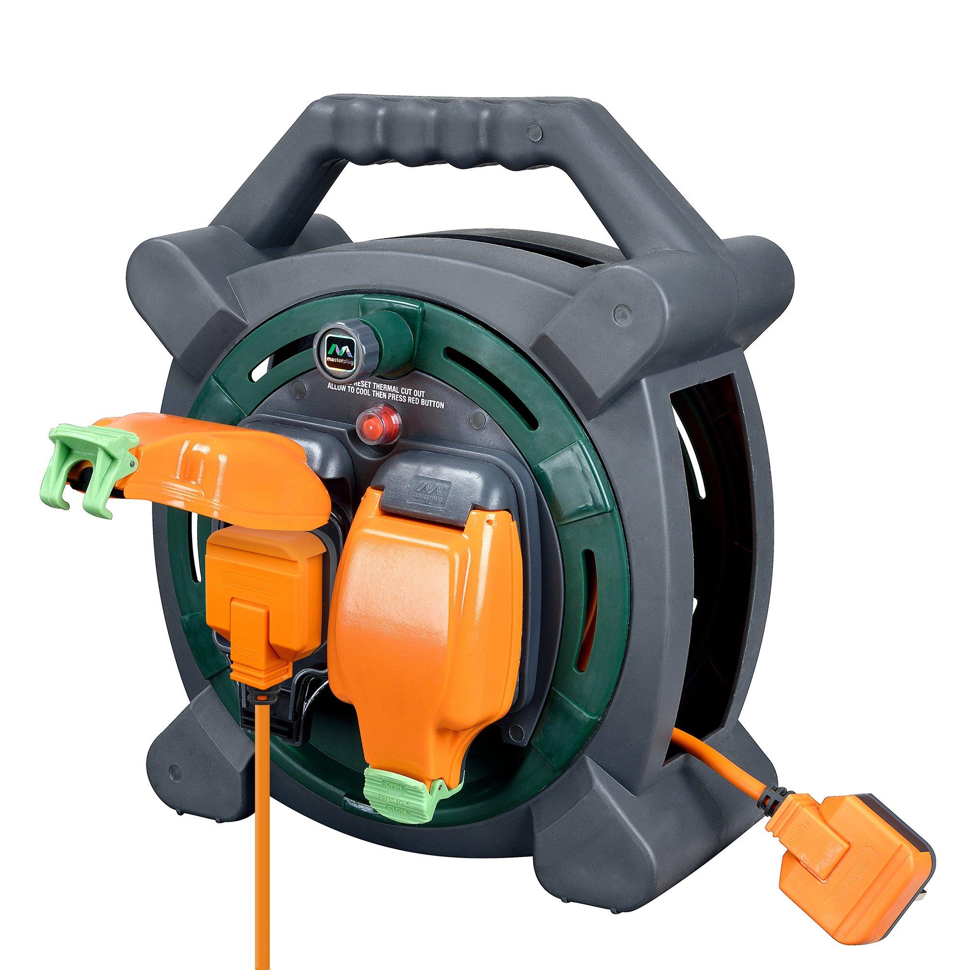 Green And Orang - Masterplug - Masterplug 2 Socket 20M 13A Weatherproof Case Reel - 2