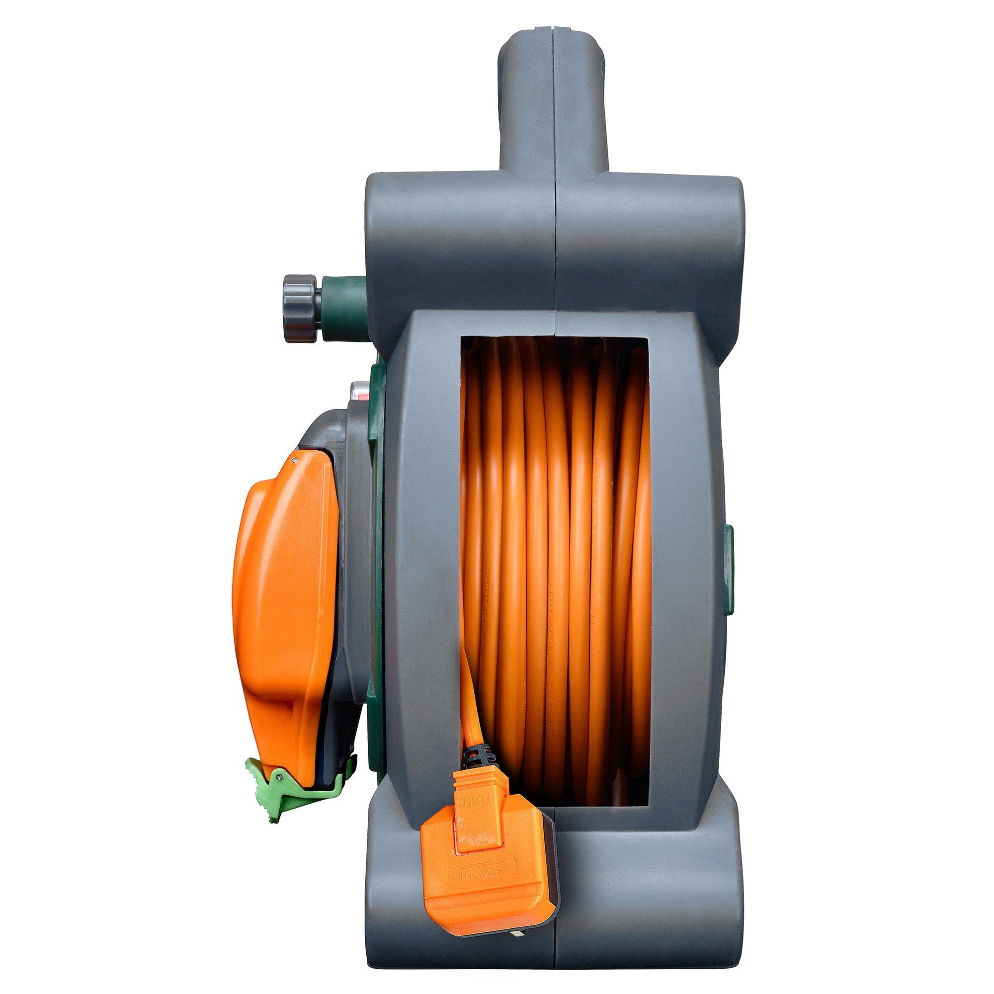 Green And Orang - Masterplug - Masterplug 2 Socket 20M 13A Weatherproof Case Reel - 3