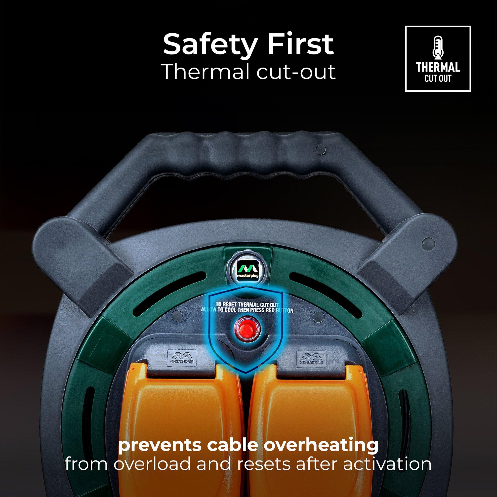 Green And Orang - Masterplug - Masterplug 2 Socket 20M 13A Weatherproof Case Reel - 5