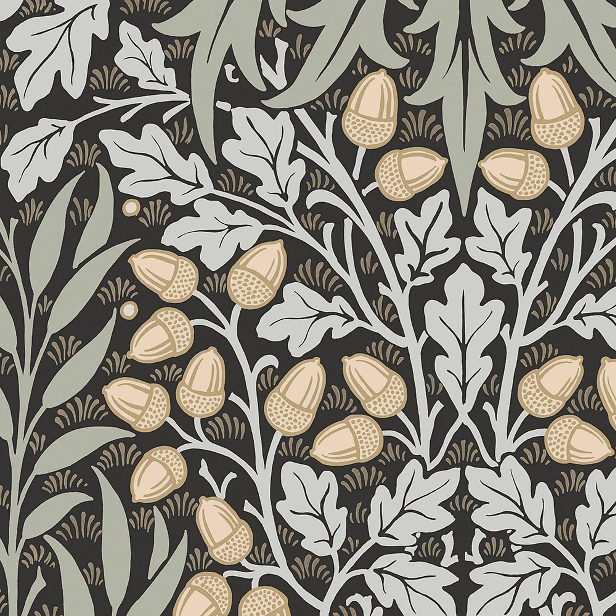 Charcoal - William Morris at Home - Oak & Willow Floral Wallpaper - 4
