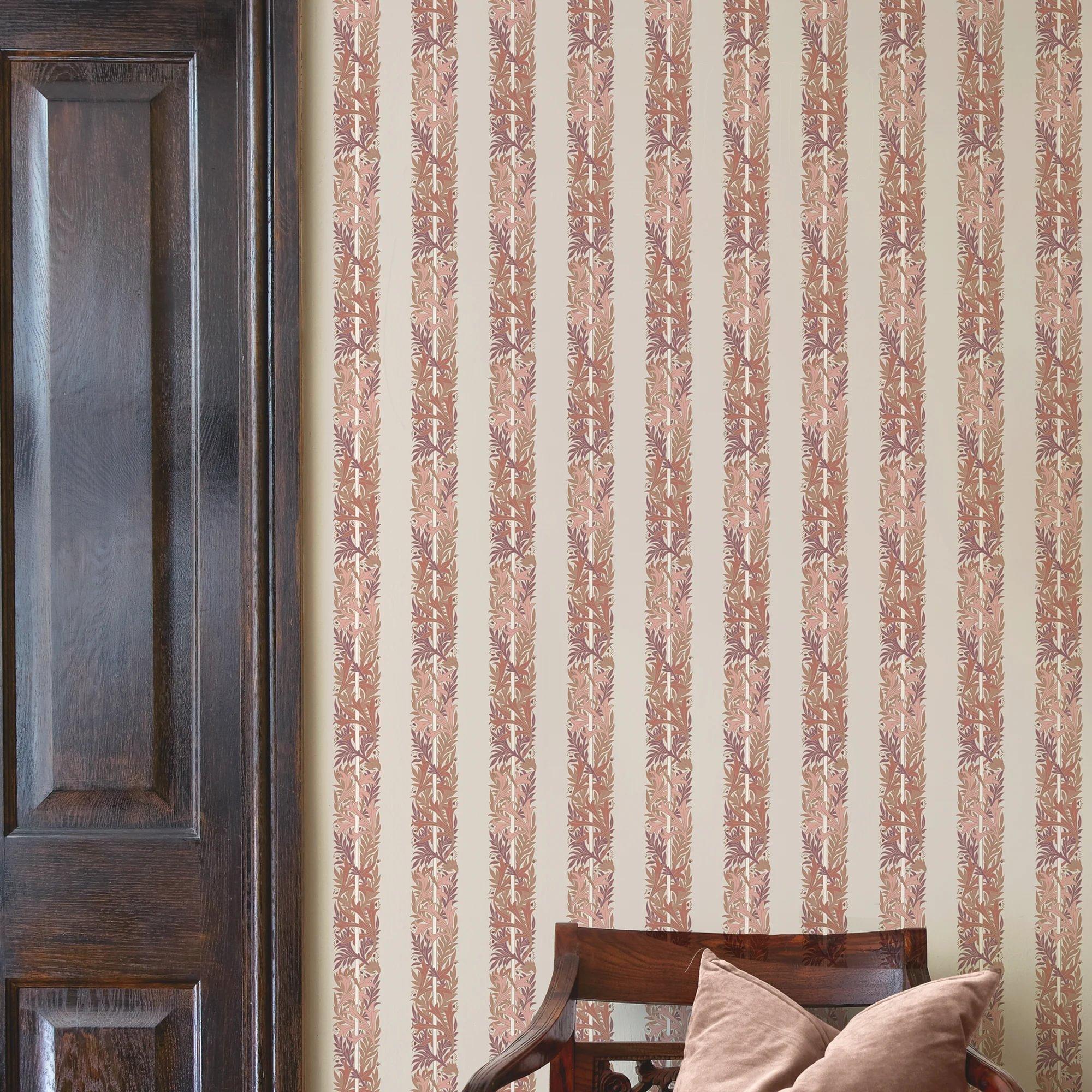 Terracotta - William Morris at Home - Love Is Enough Stripe Wallpaper - 2