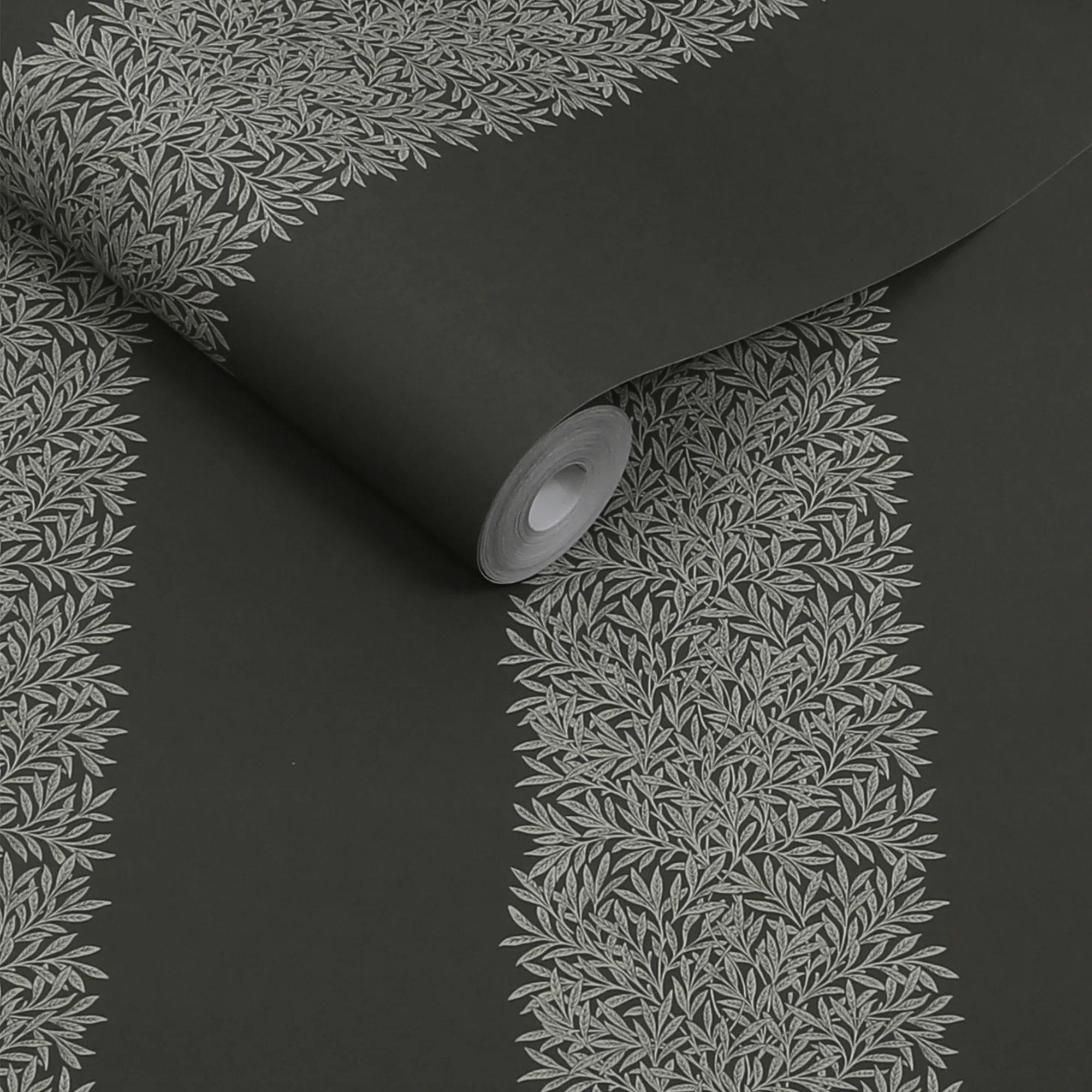 Charcoal - William Morris at Home - Willow Stripe Wallpaper - 3