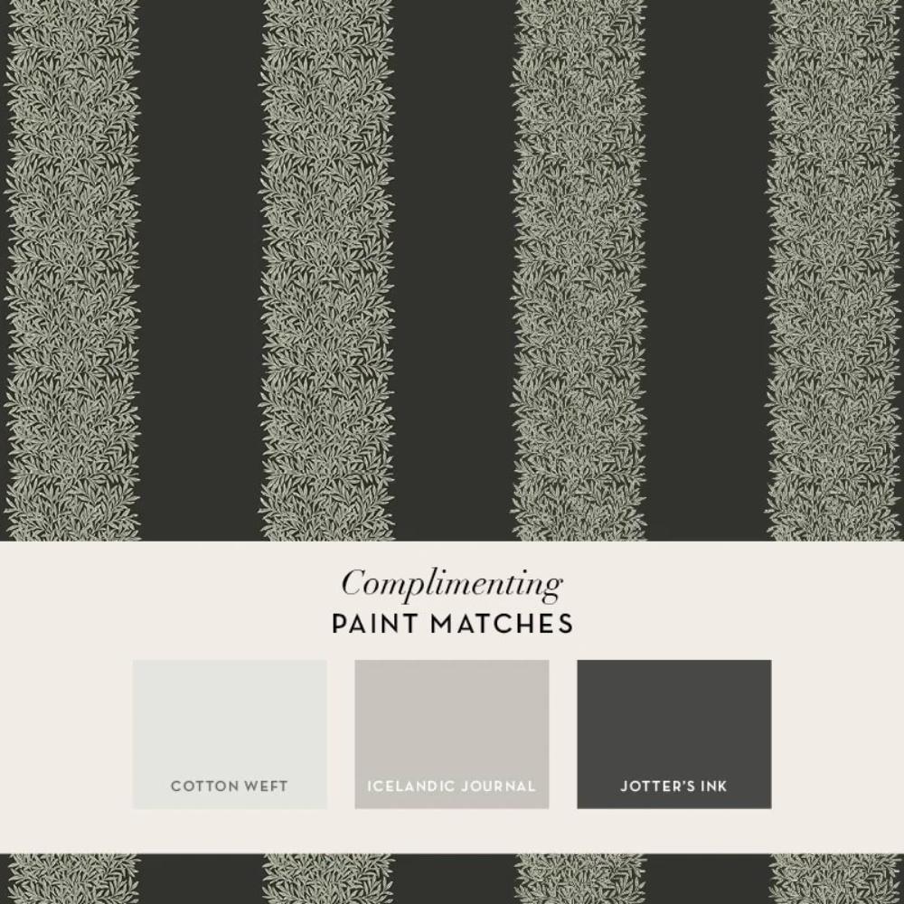 Charcoal - William Morris at Home - Willow Stripe Wallpaper - 5