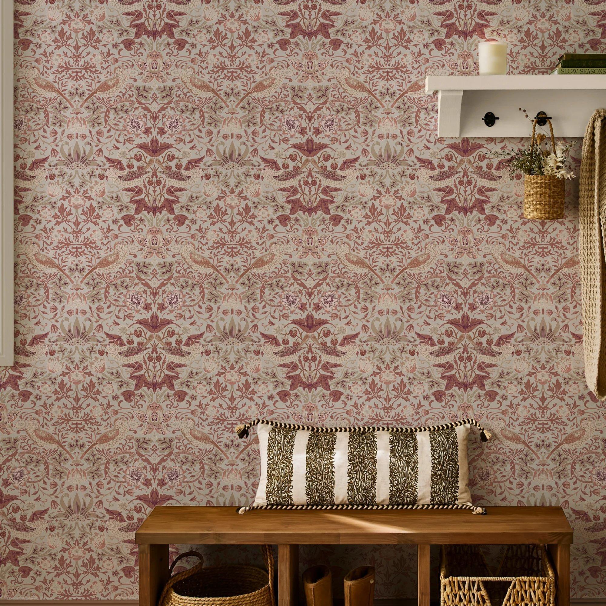 Sienna - William Morris at Home - Strawberry Thief Wallpaper - 2