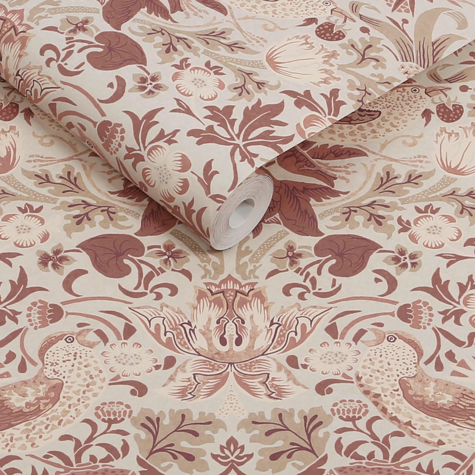 Sienna - William Morris at Home - Strawberry Thief Wallpaper - 3