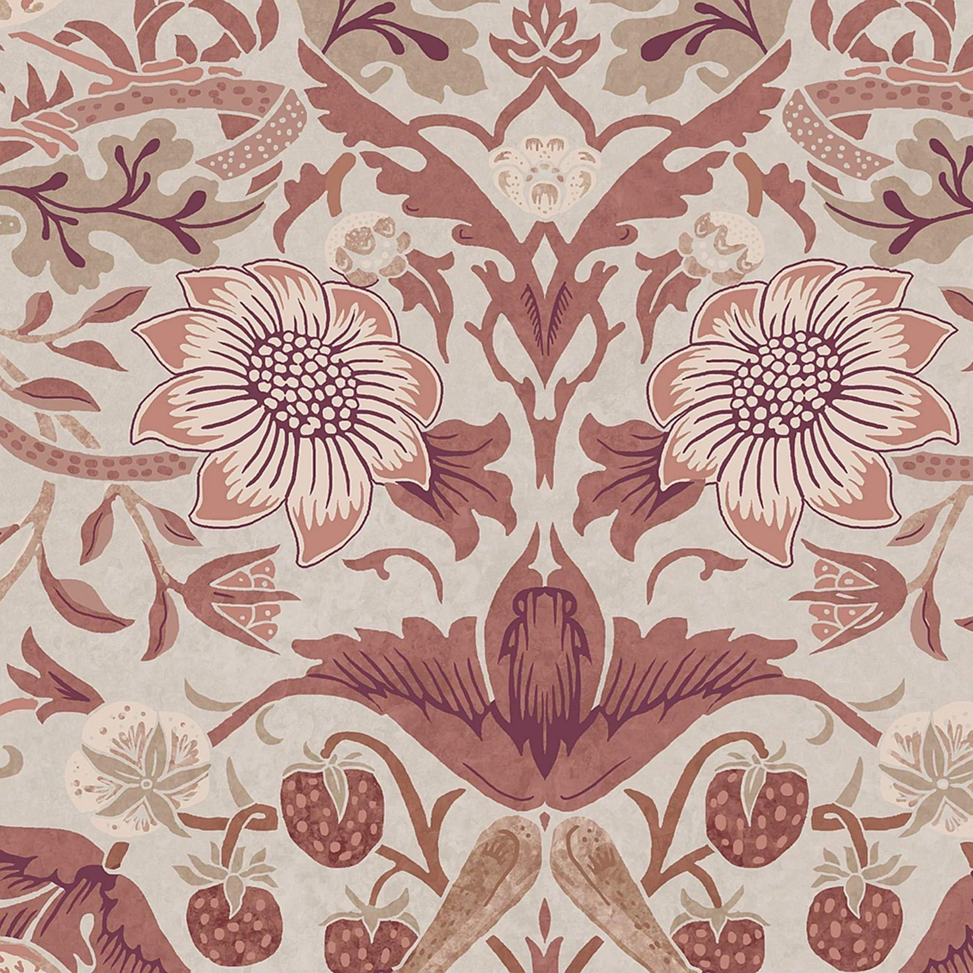 Sienna - William Morris at Home - Strawberry Thief Wallpaper - 4