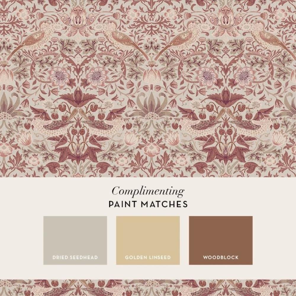Sienna - William Morris at Home - Strawberry Thief Wallpaper - 5