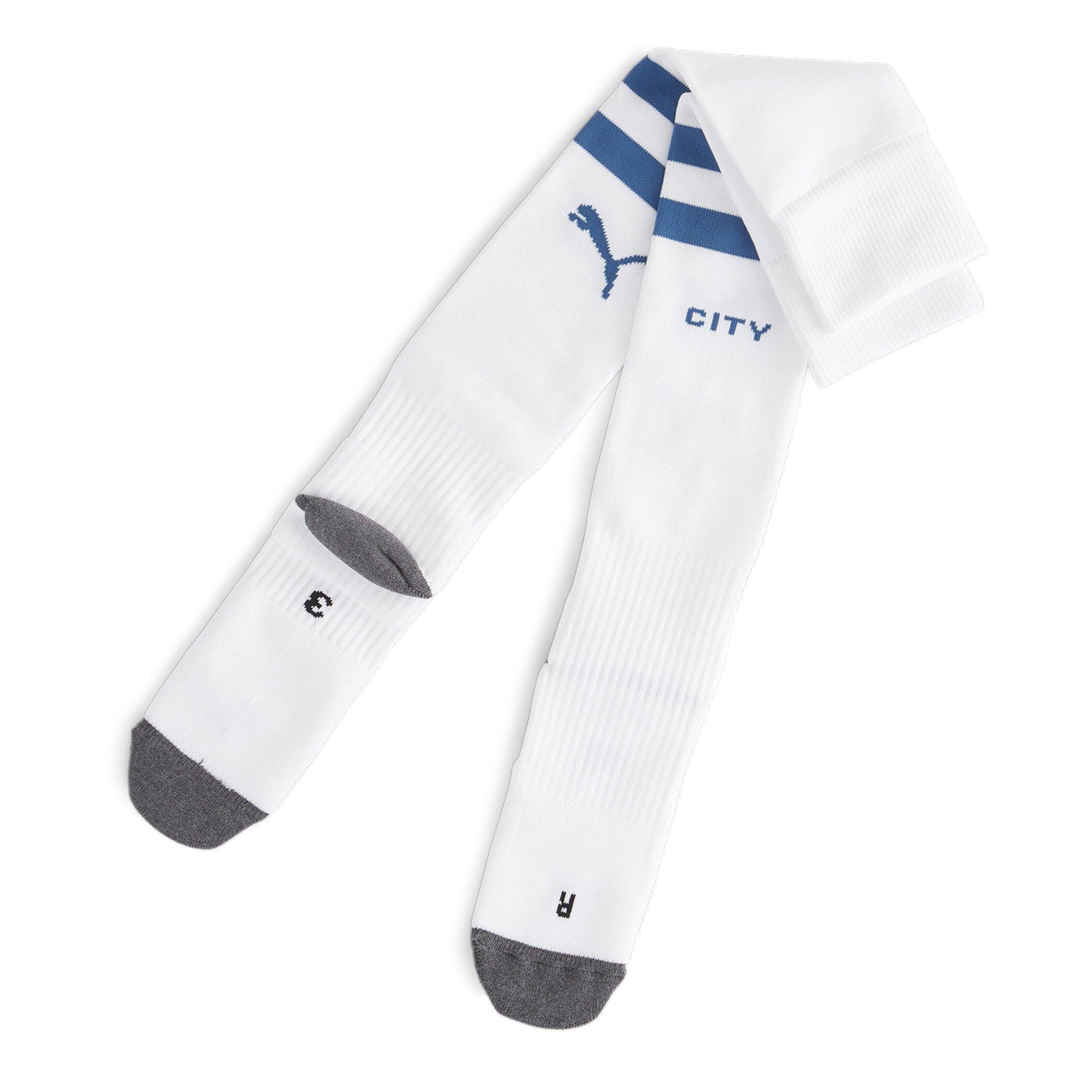Puma Men's Team Mcfc Striped Socks Replica Football Sock - White Puma White - Mens 12+