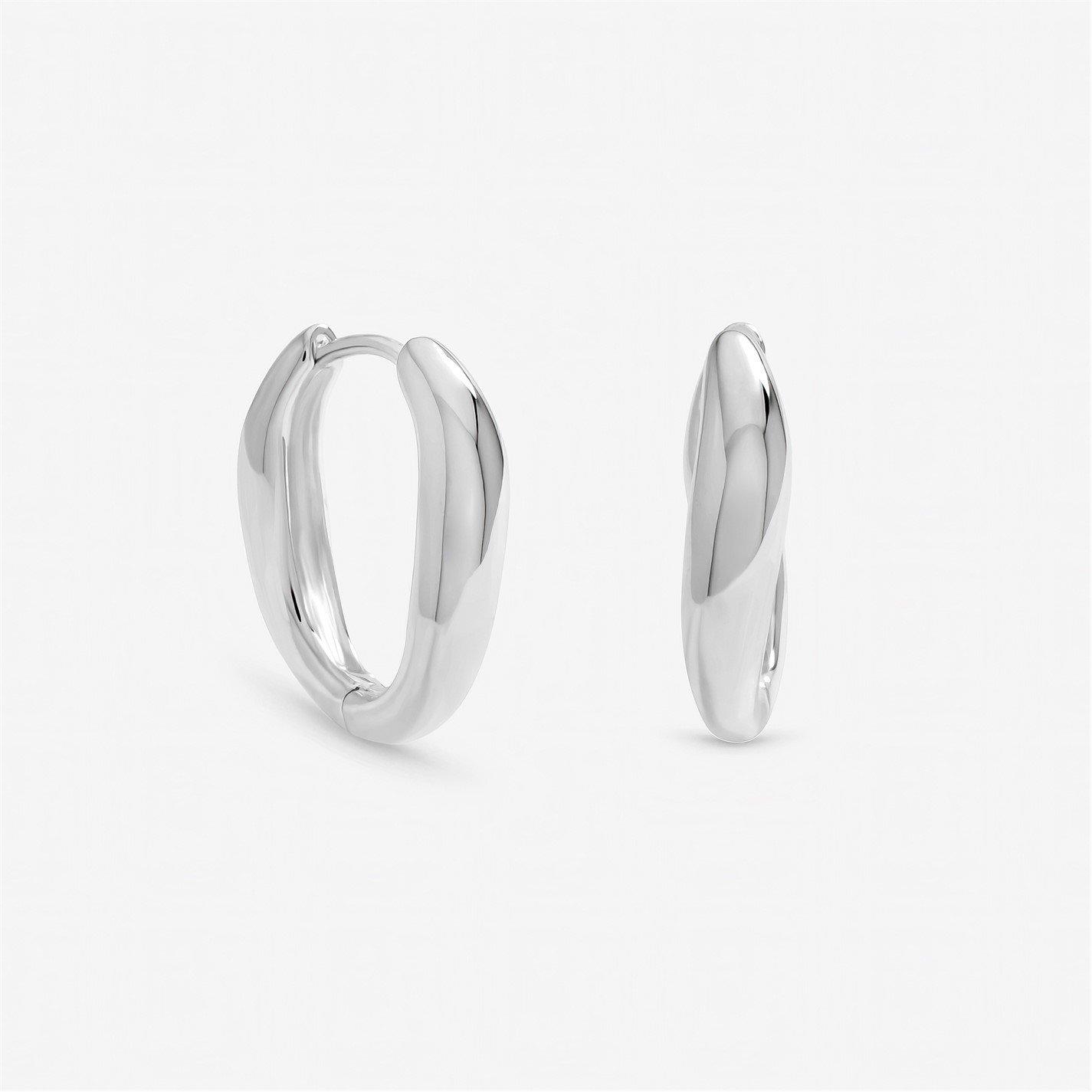 Inicio Women's Sterling Plated Polished Fluid Twist Hoops Silver