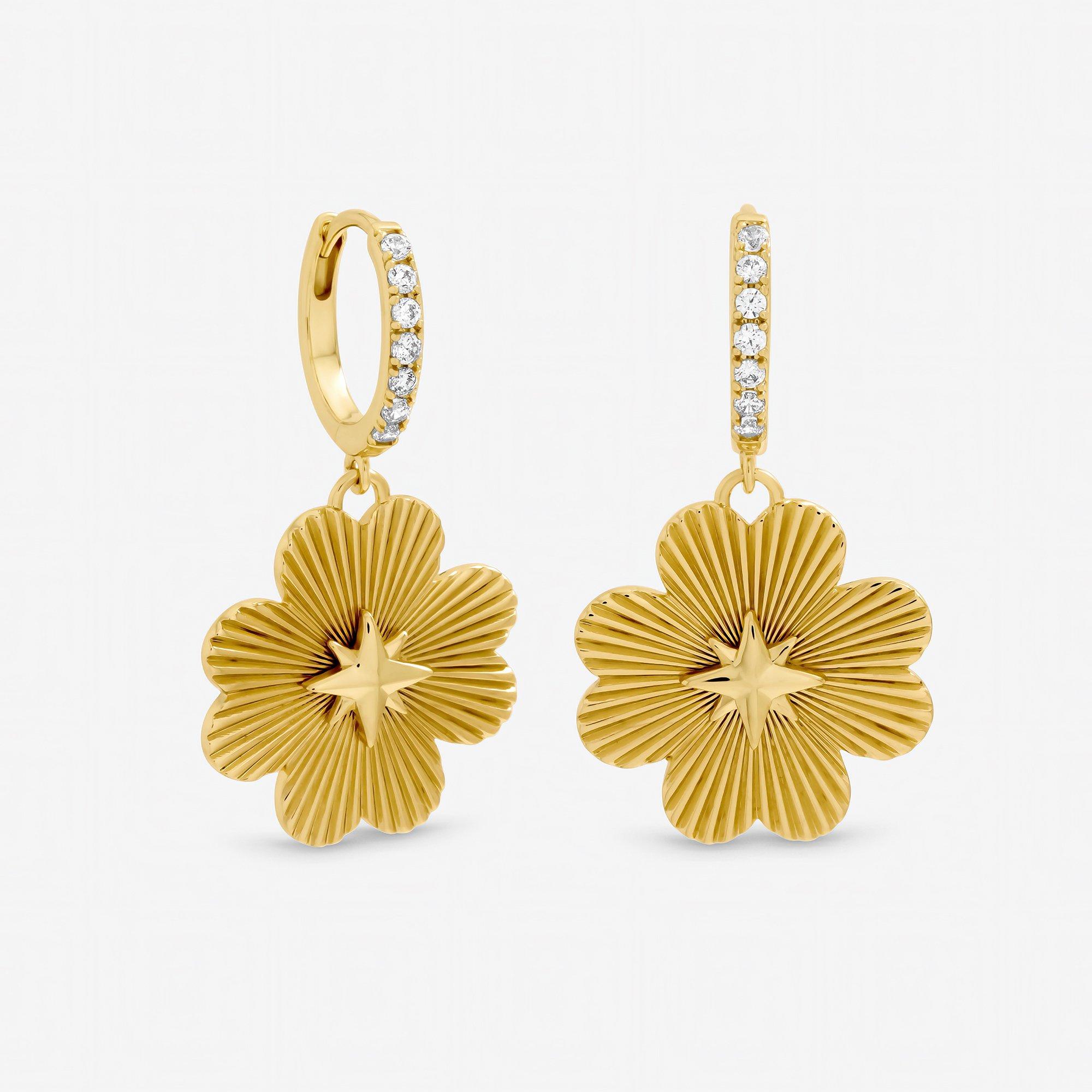 Gold - Inicio - Gold Plated Clover Earrings - Gift Pouch