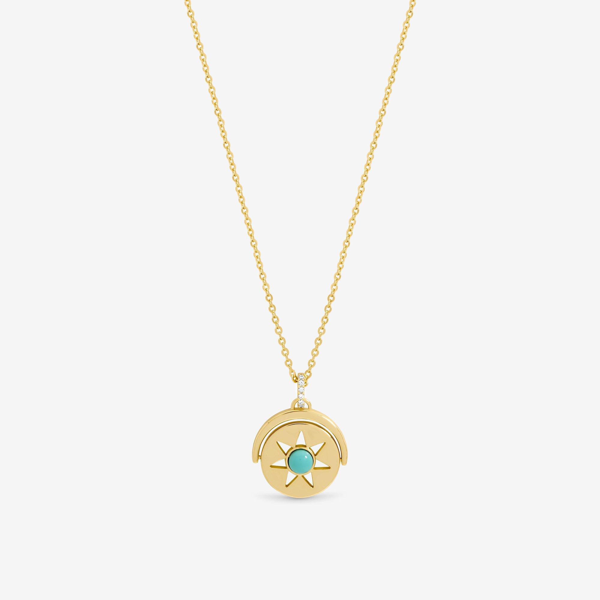 Gold - Inicio - Turquoise Celestial Spinner Pendant - Gift Pouch