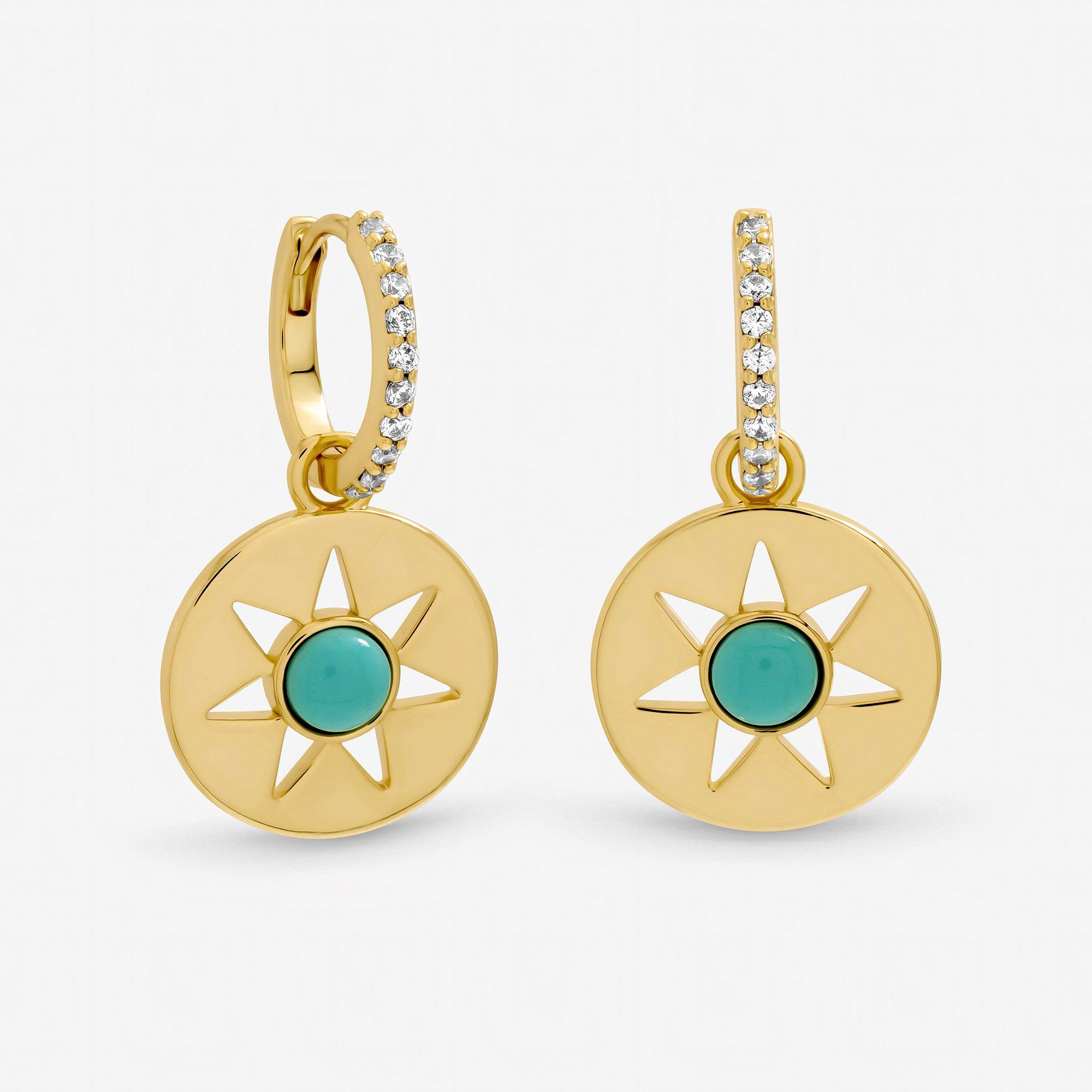 Gold - Inicio - Turquoise Celestial Earrings - Gift Pouch