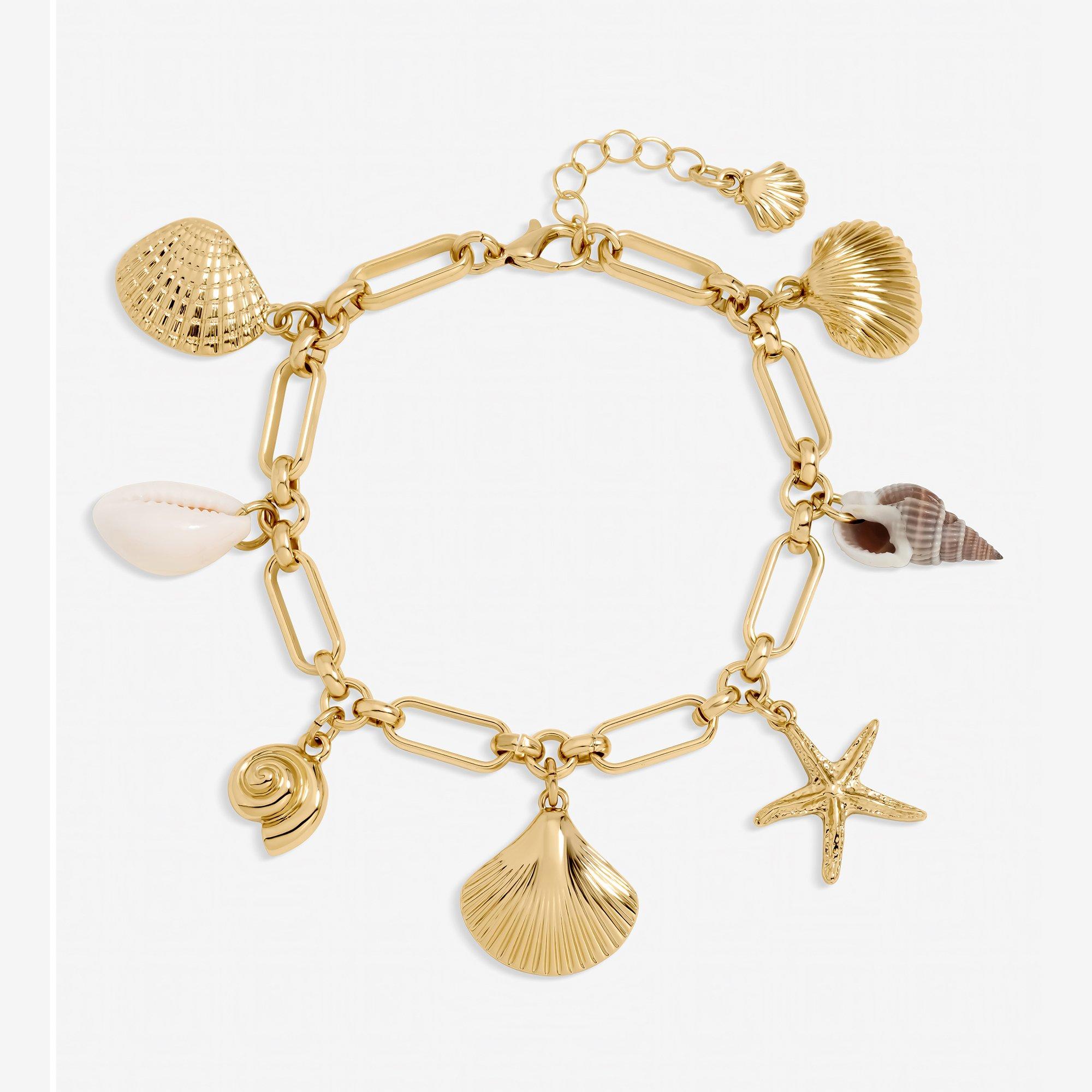 Inicio Gold Plated Real Shell Charm Bracelet - Gift Pouch
