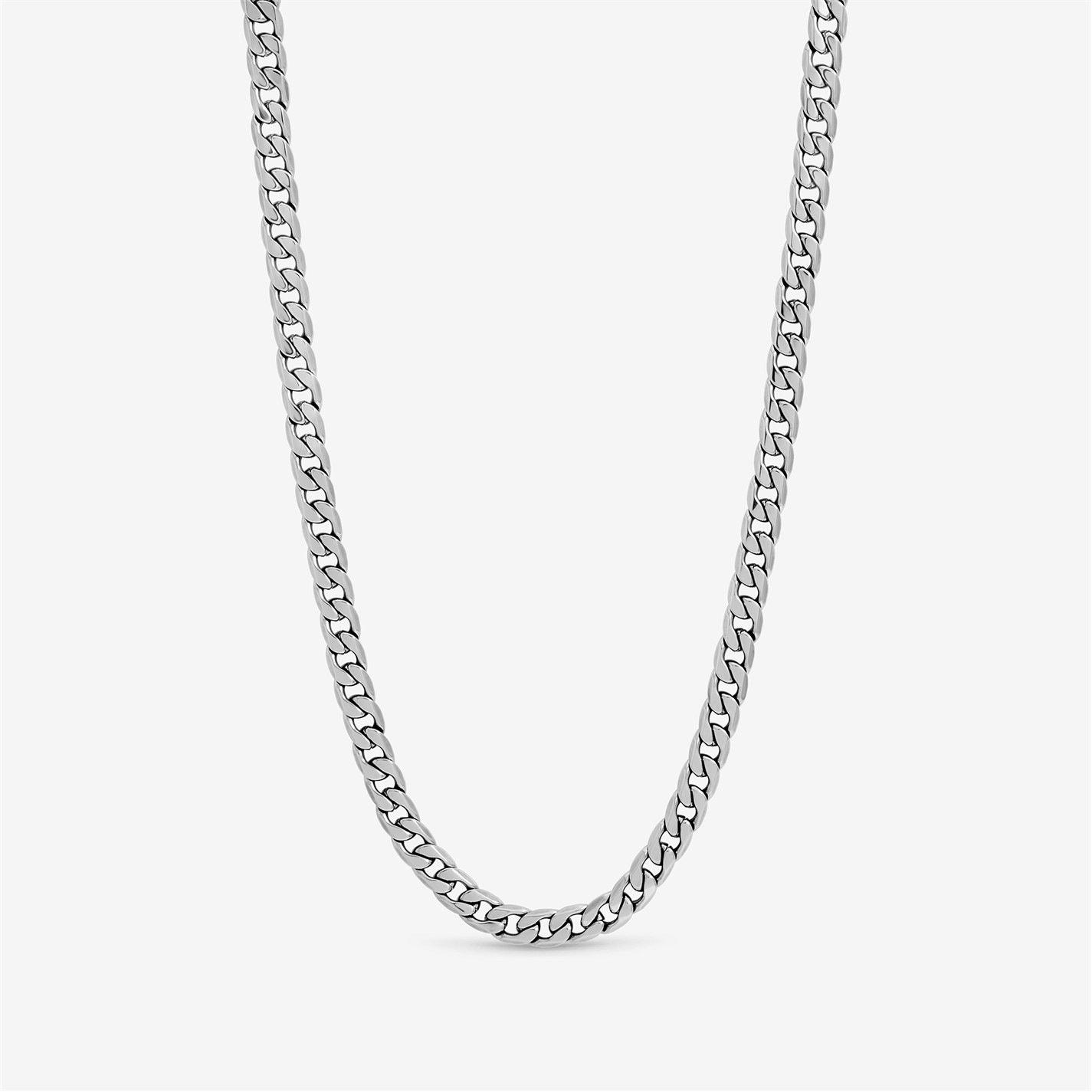 Silver - Inicio - Mens Waterproof Curb Chain Necklace - Gift Pouch - 1