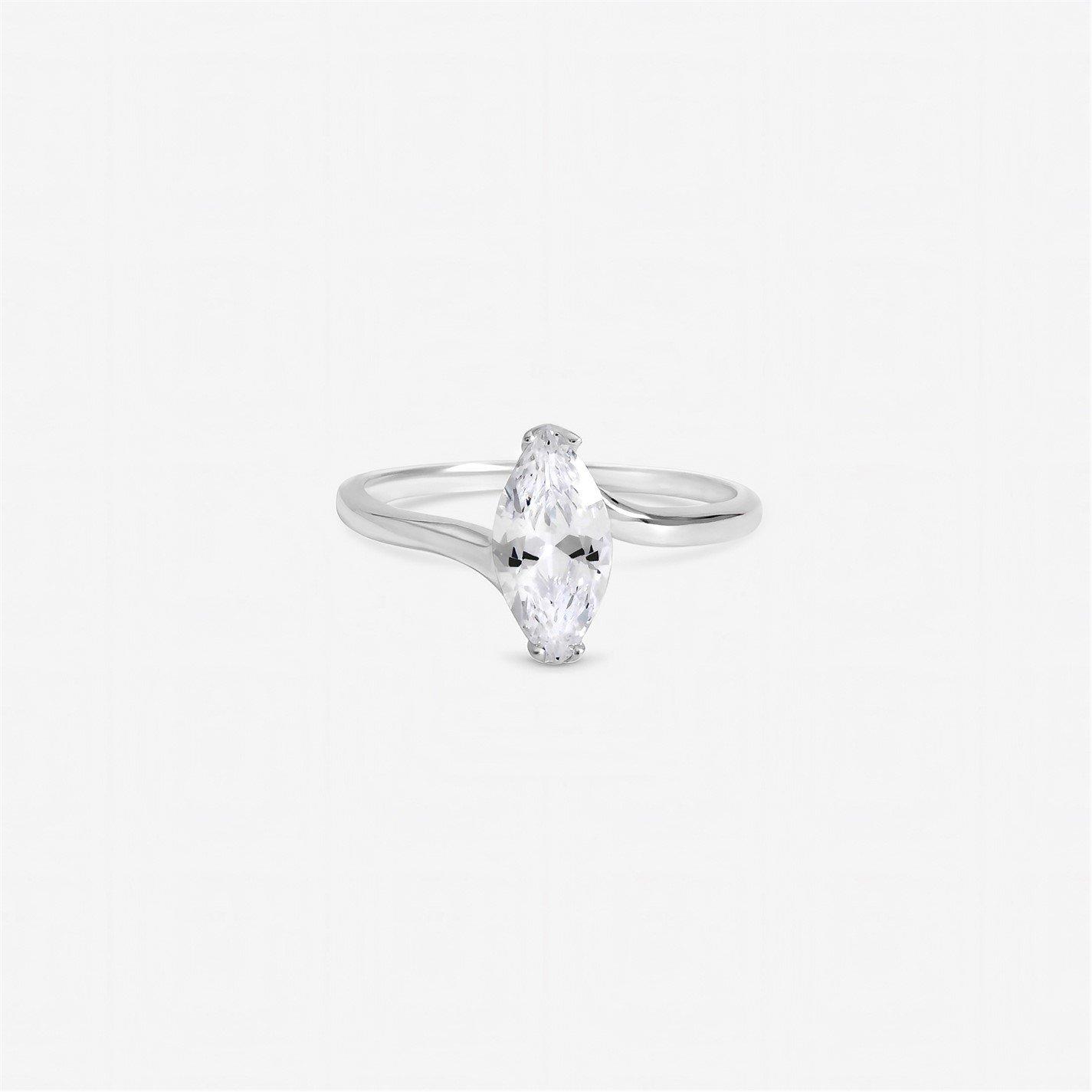 Inicio Women's Sterling Engagement Ring - Gift Pouch Silver - M