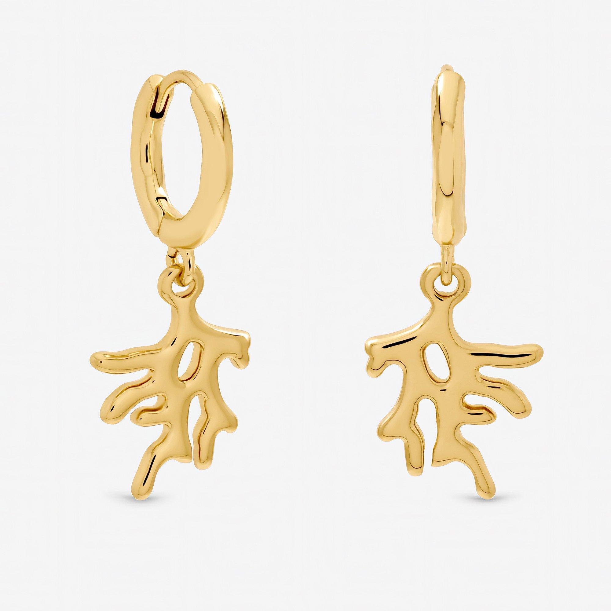 Gold - Inicio - Pearl Shell Coral MisMatch Earrings - Gift Pouch