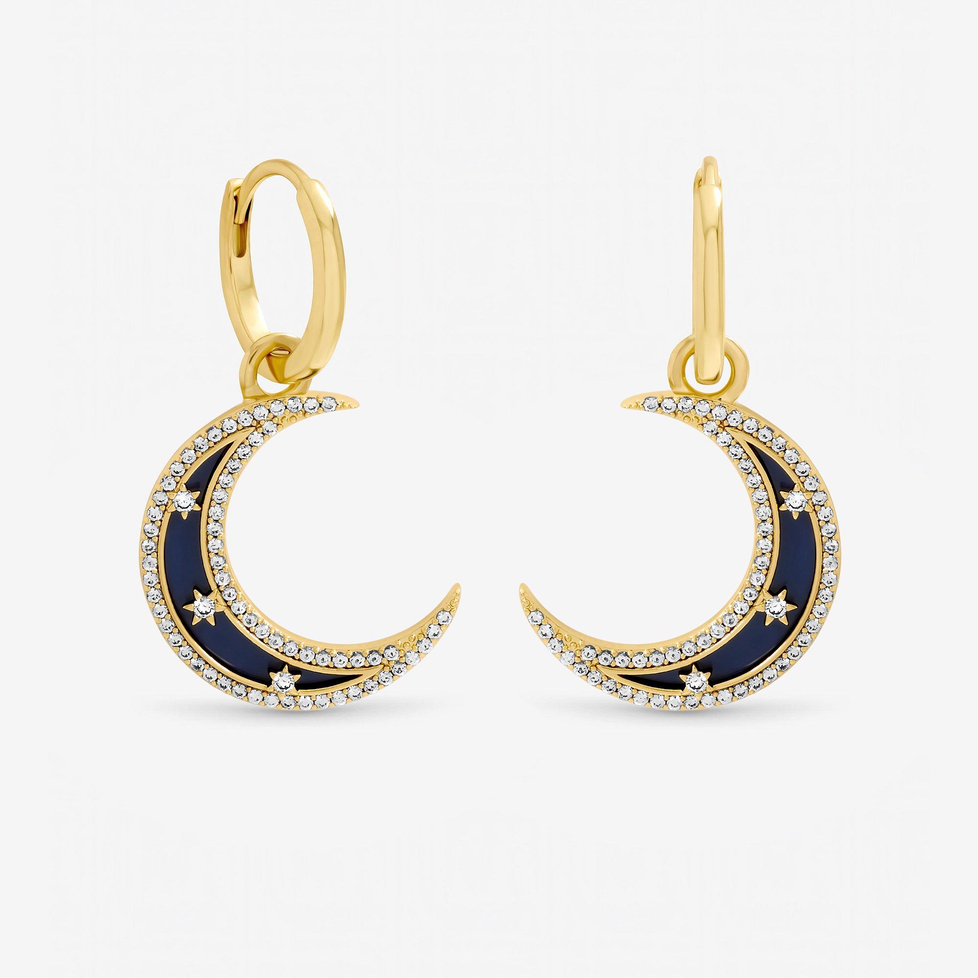 Gold - Inicio - Gold Plated Lapis Celestial Earrings - Gift Pouch