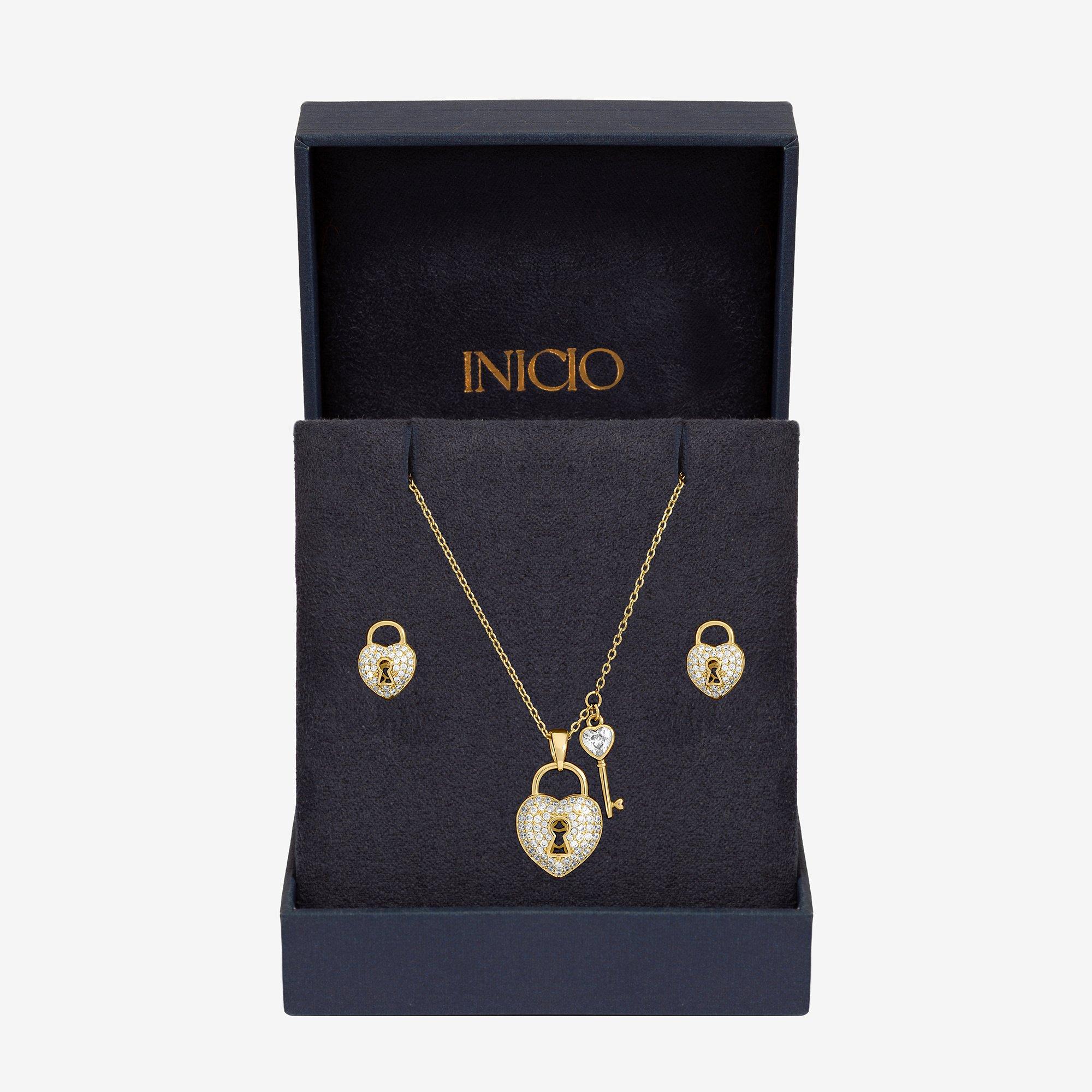 Gold - Inicio - Gold Plated Padlock Heart Set - Gift Box - 1