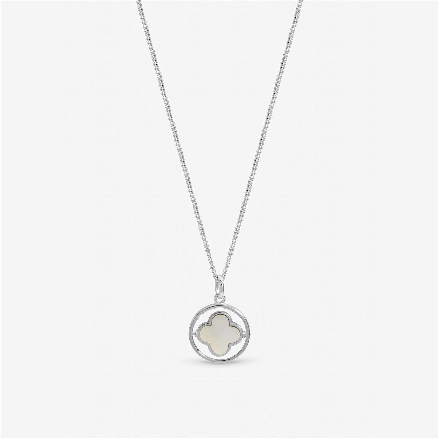 Inicio Women's Sterling Plated Clover Pendant - Gift Pouch Silver