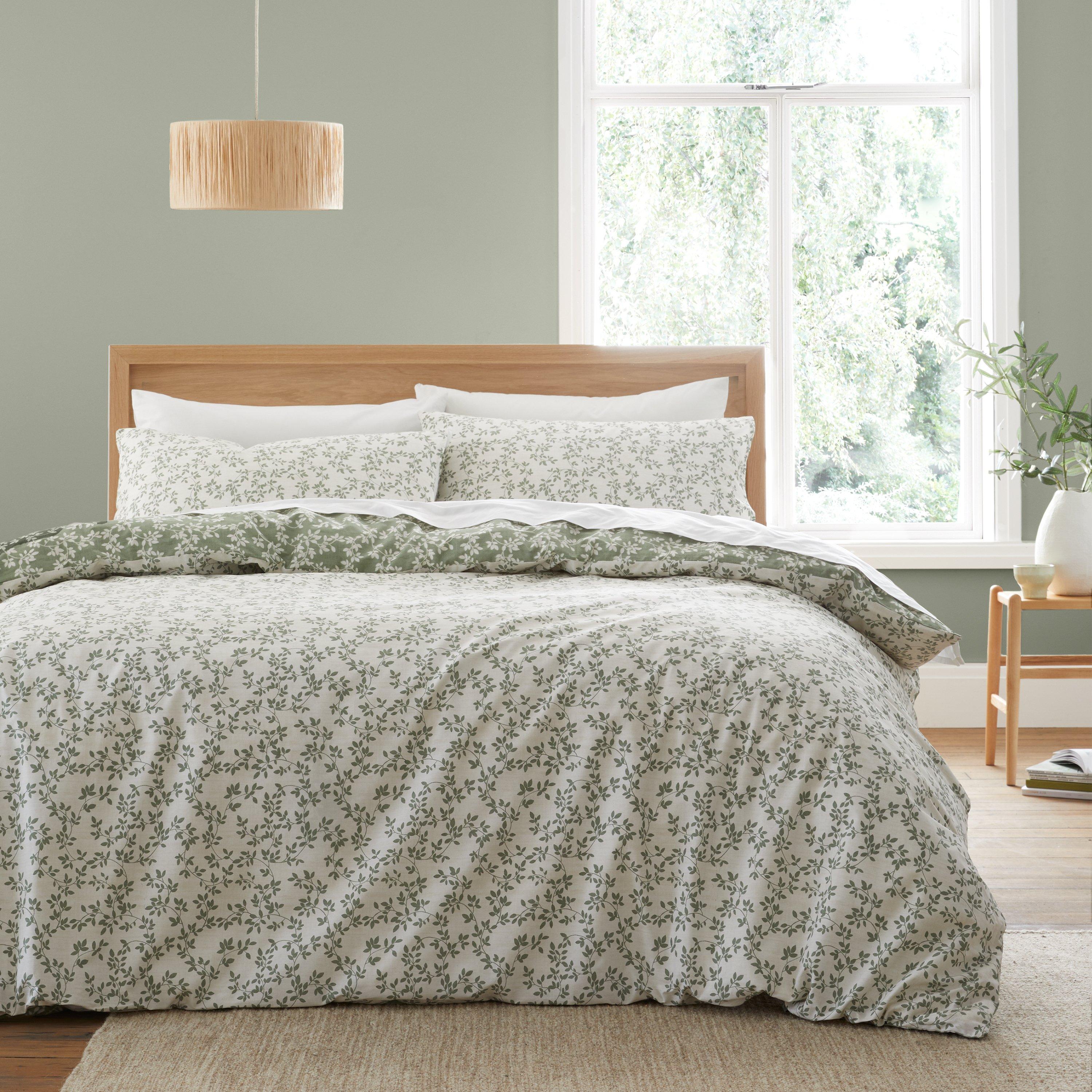 Green - Bianca - Shadow Leaves 200 TC Cotton Duvet Cover Set - 2