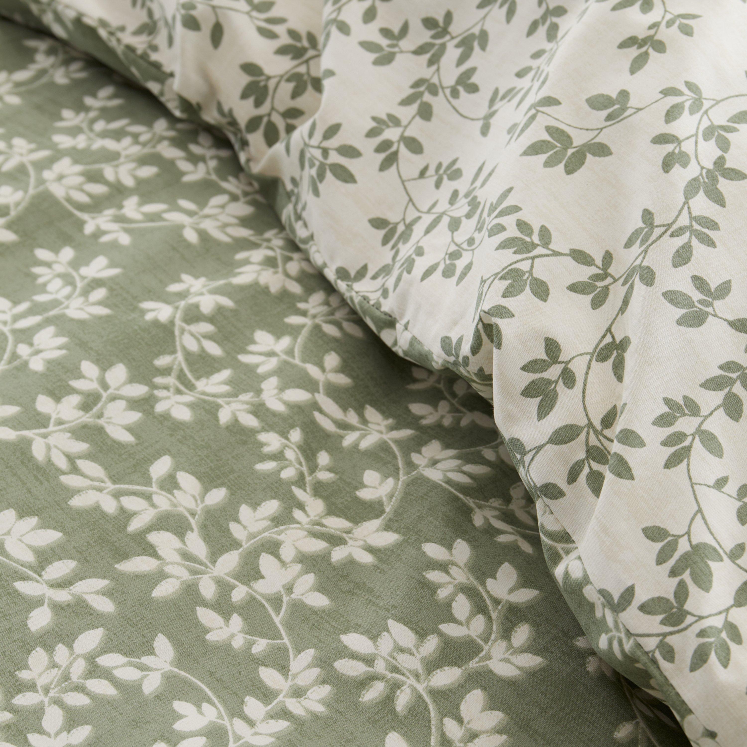 Green - Bianca - Shadow Leaves 200 TC Cotton Duvet Cover Set - 4