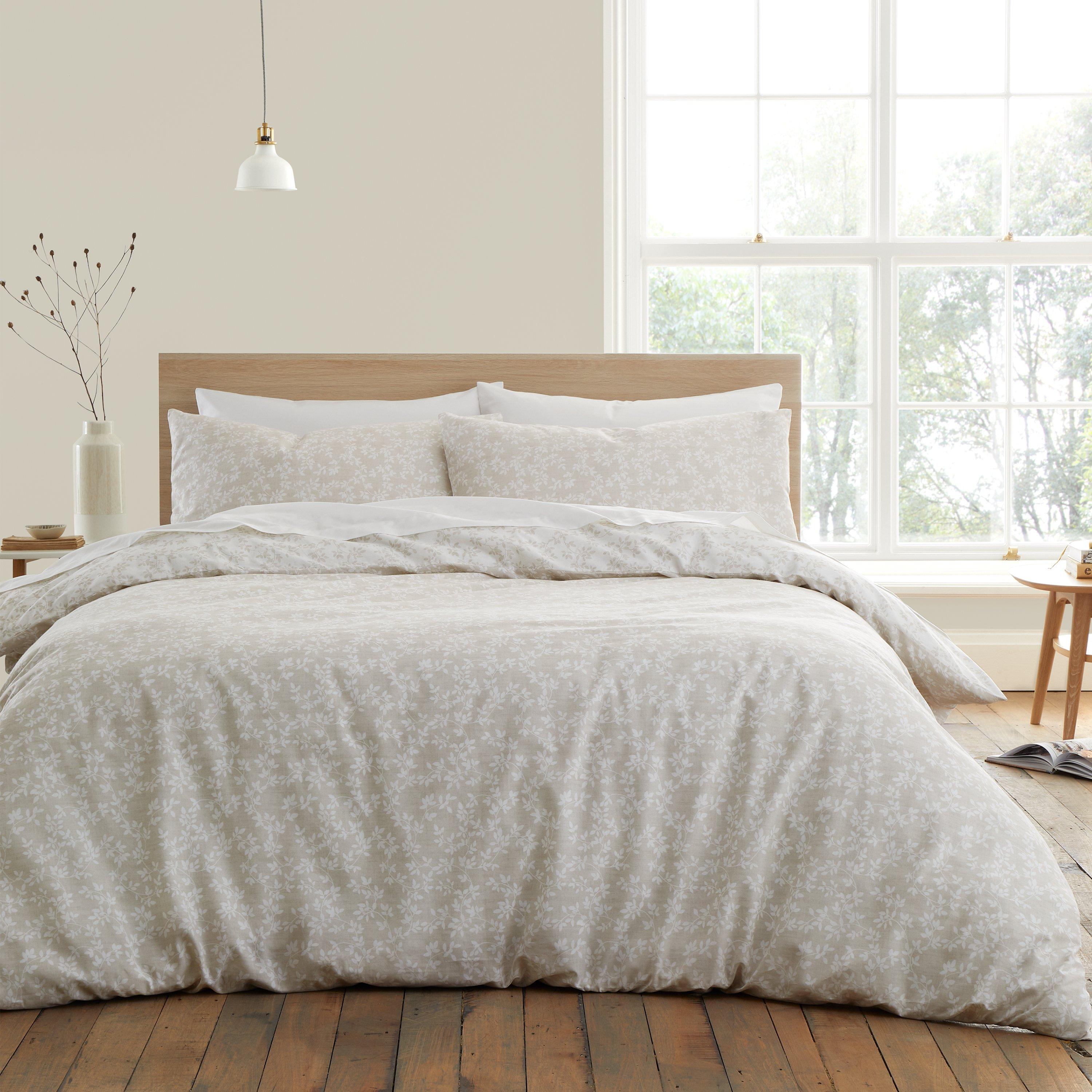 Bianca  Shadow Leaves 200 Tc Cotton Duvet Cover Set - Natural - Super King