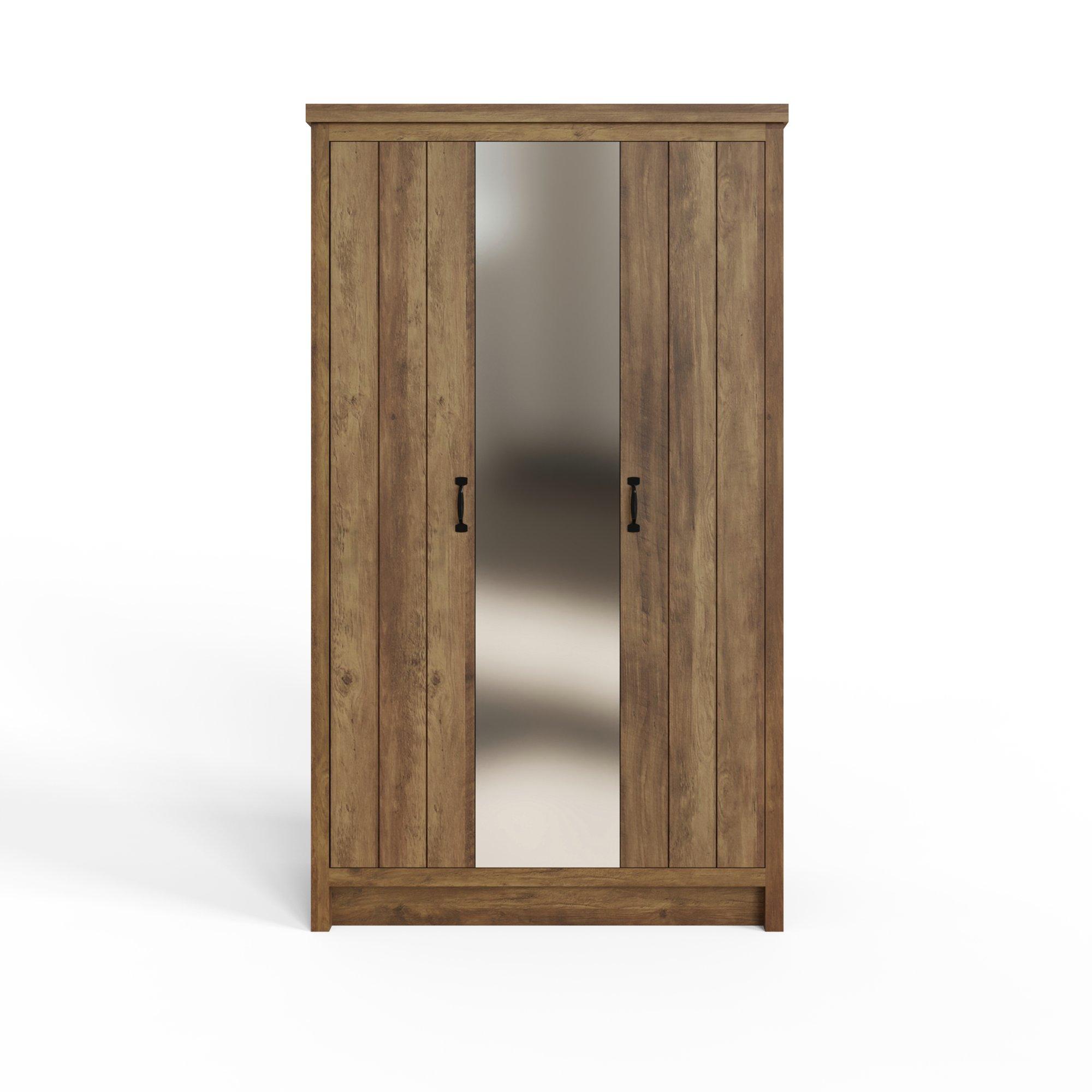 Knotty Oak - GFW - Boston 3 Door Mirrored Wardrobe Knotty Oak - 5