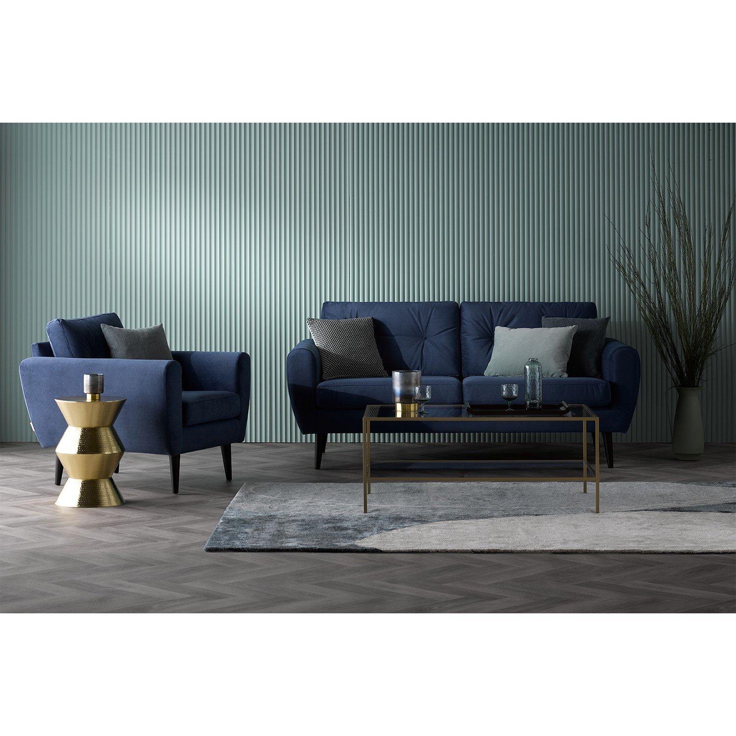 Navy - Jack Wills - Jack 3 Seat Sofa in Velvet - 2