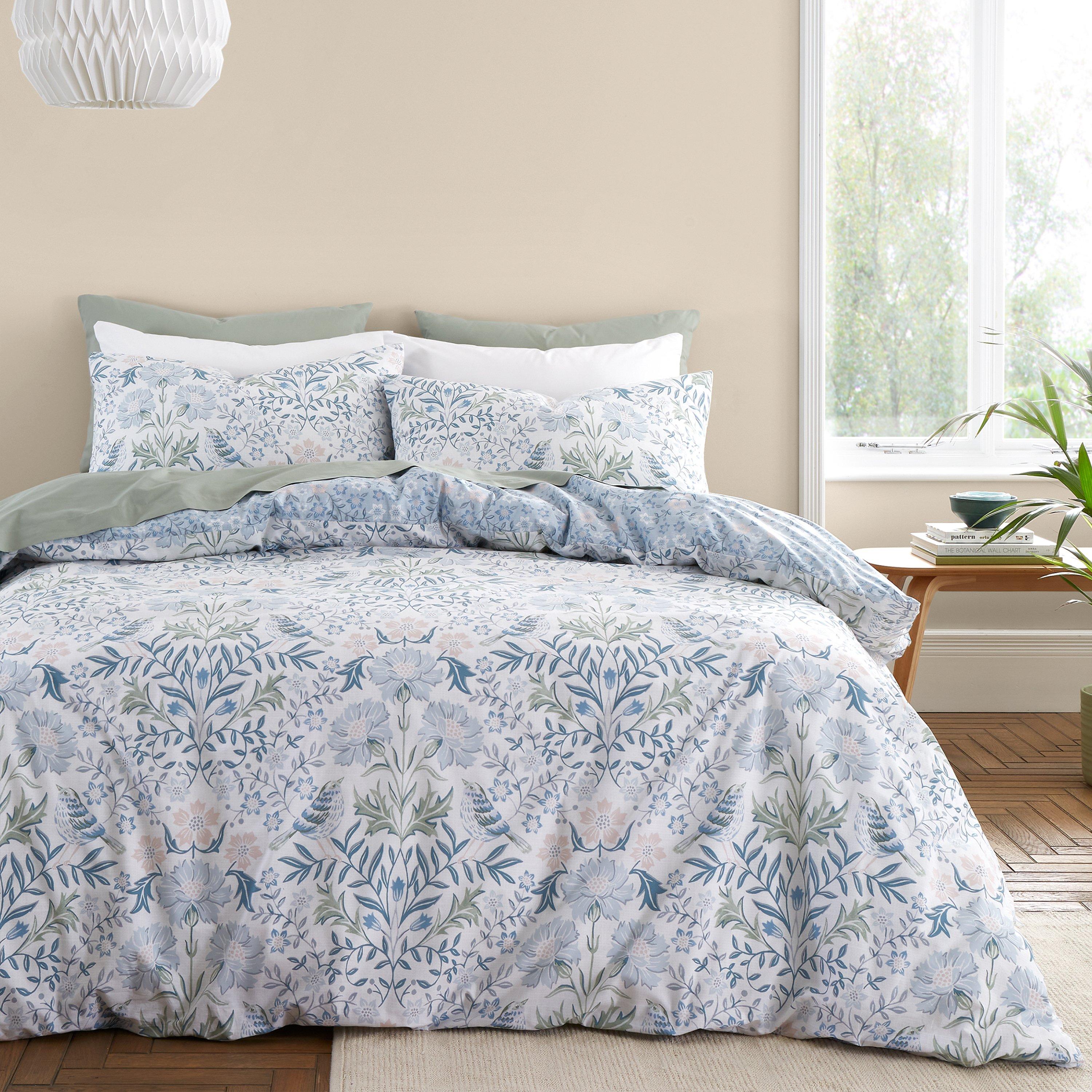 Blue - Bianca - Hedgerow Hopper Floral 200 TC Duvet Cover Set - 1
