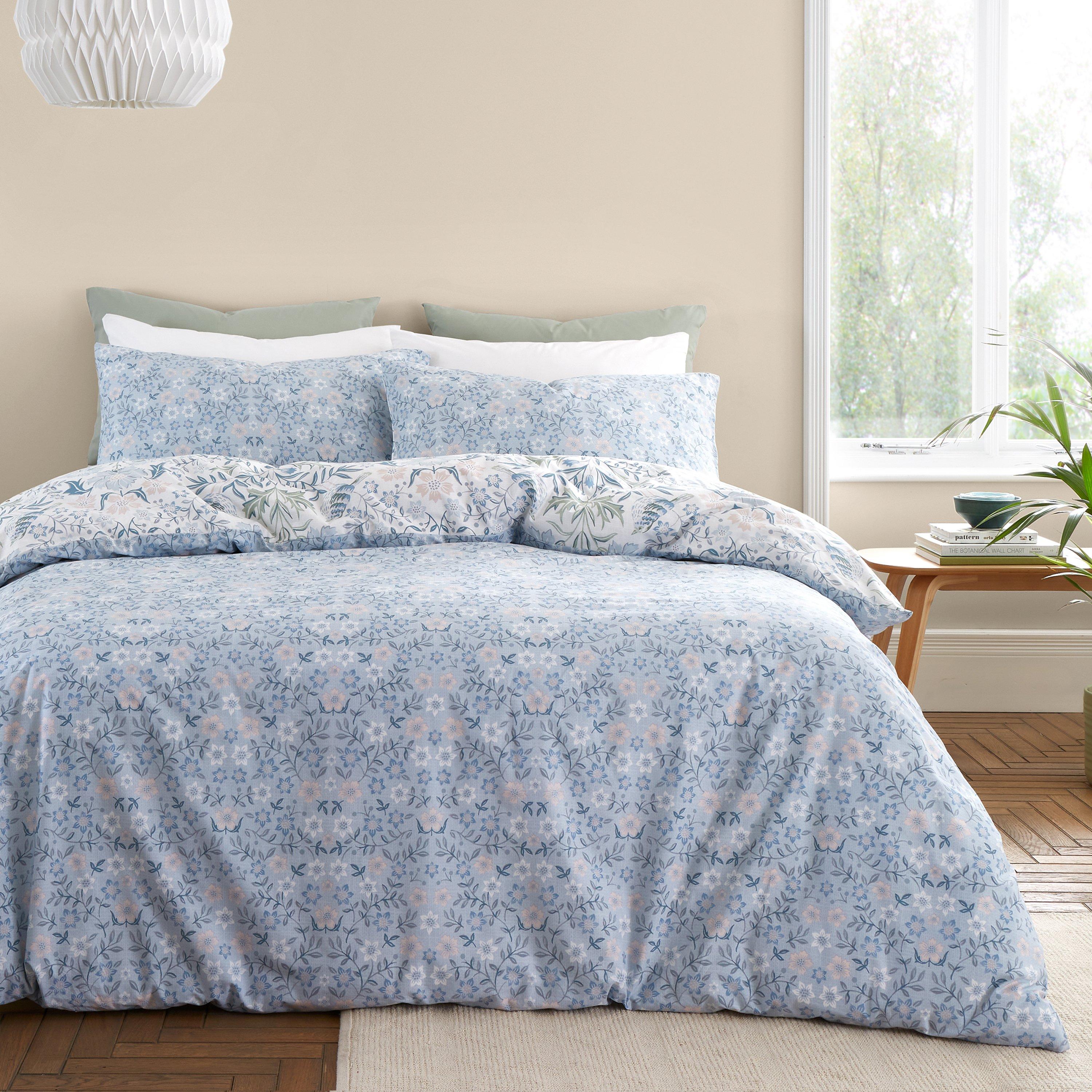 Blue - Bianca - Hedgerow Hopper Floral 200 TC Duvet Cover Set - 2